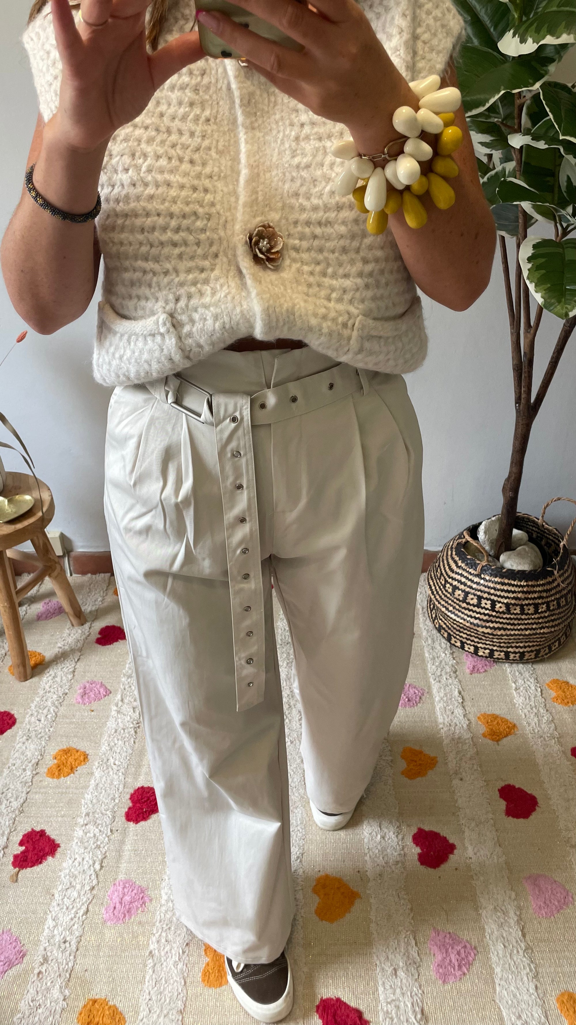 Pantalon - Beige avec Ceinture