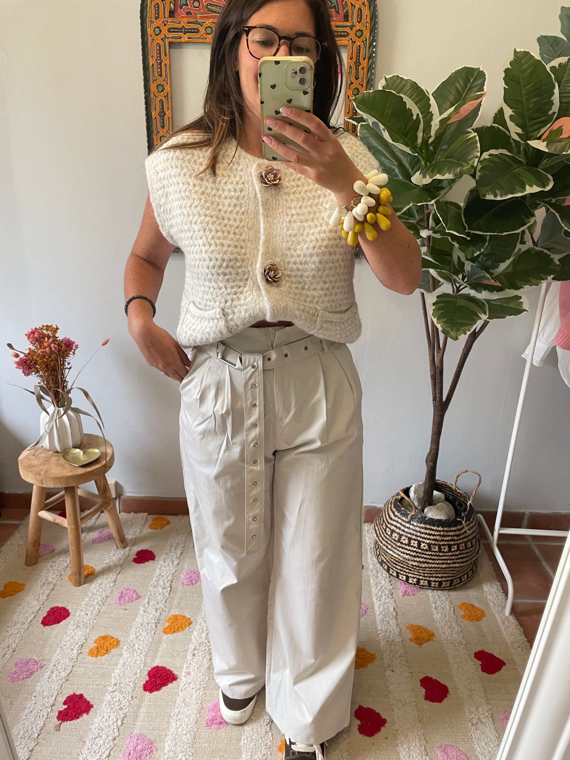 Pantalon - Beige avec Ceinture