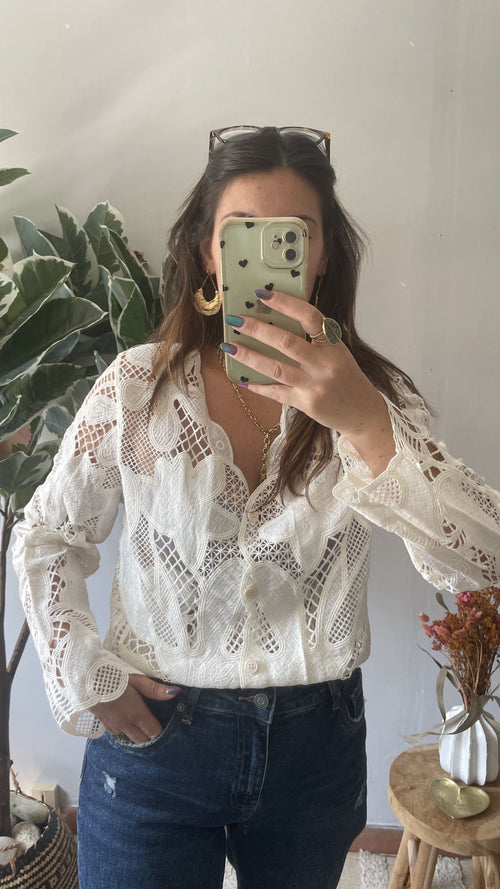 Blouse en Crochet  - Blanche