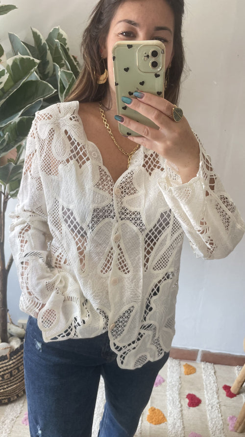 Blouse en Crochet  - Blanche