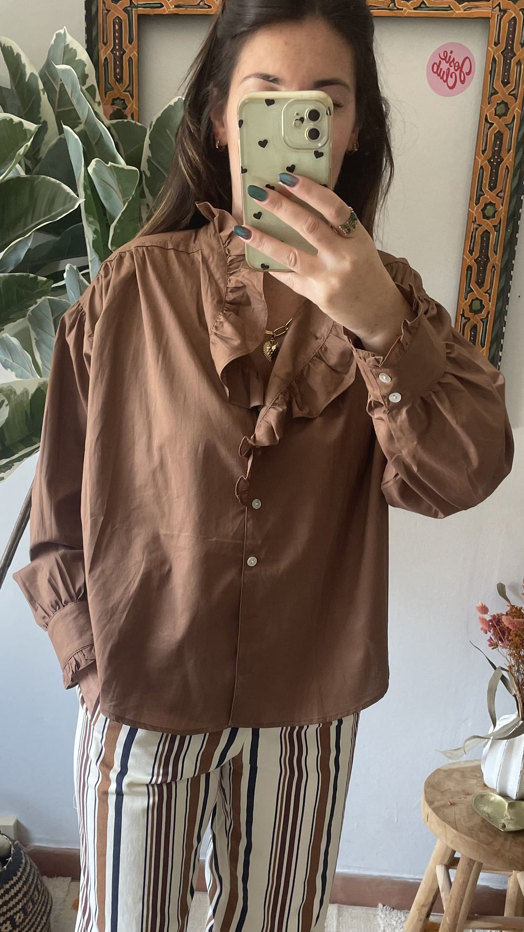 Chemise  - Marron Col Montant