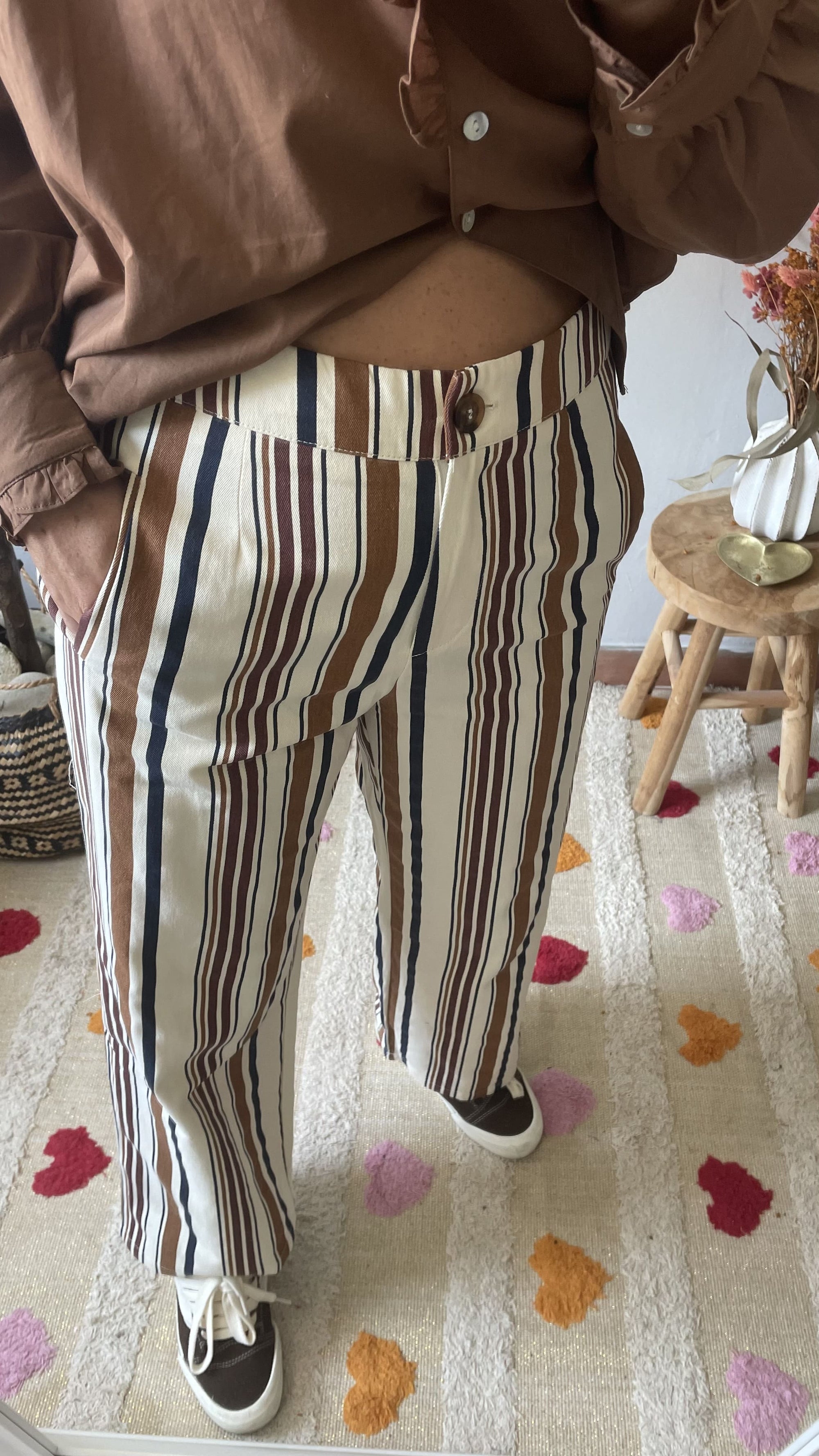 Pantalon à Rayures - Camel