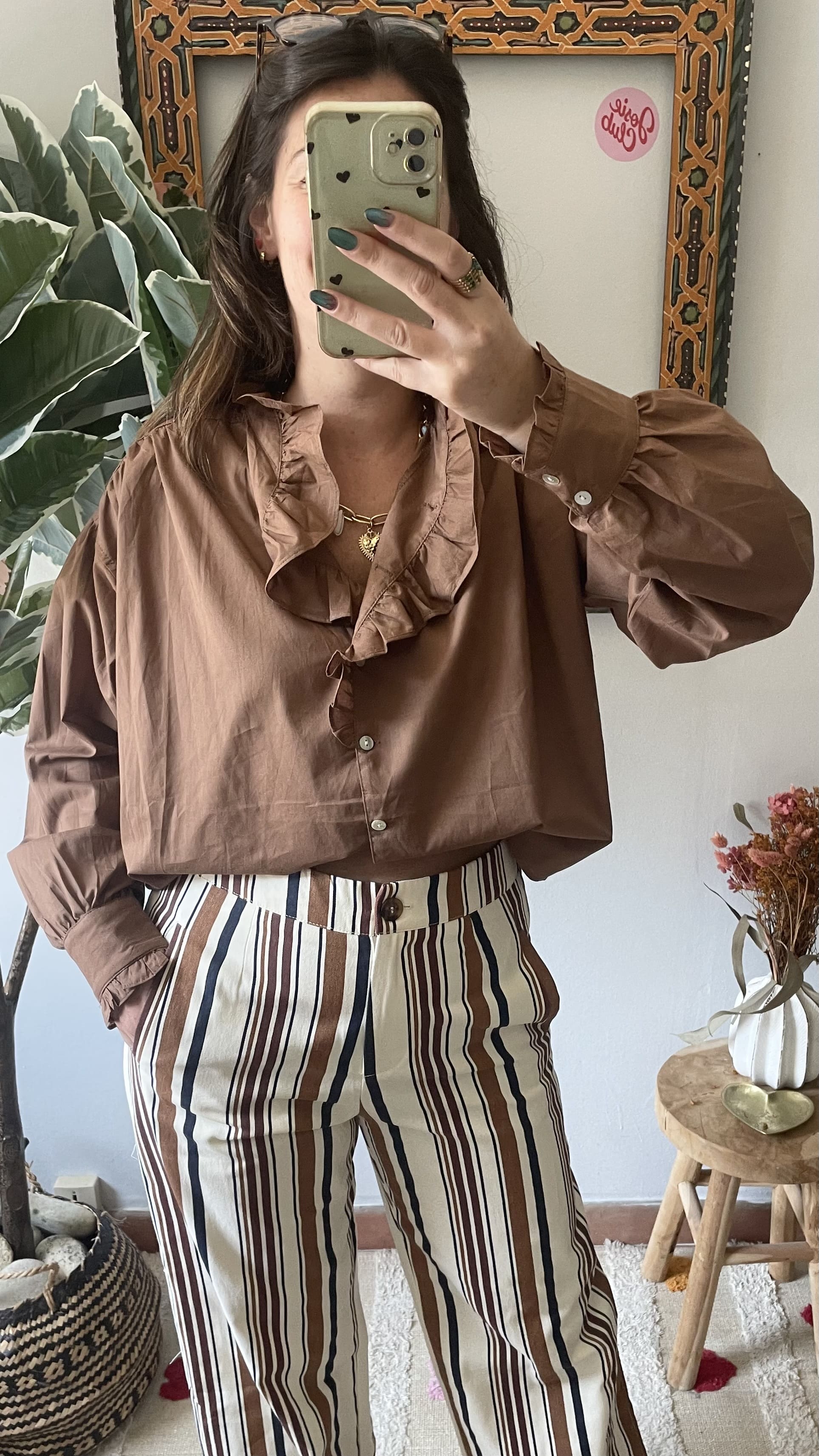 Chemise  - Marron Col Montant