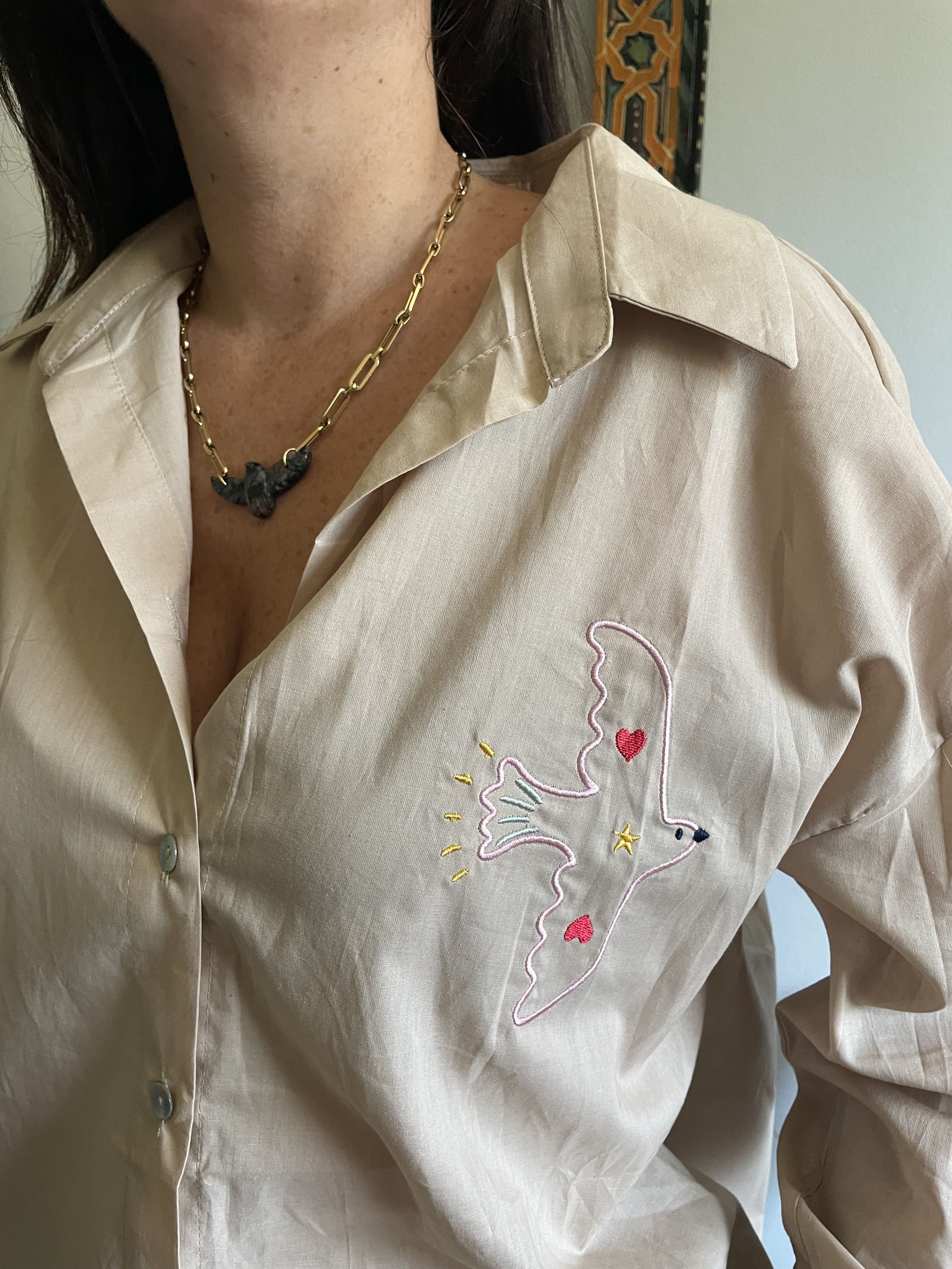 Chemise - Beige & Broderie