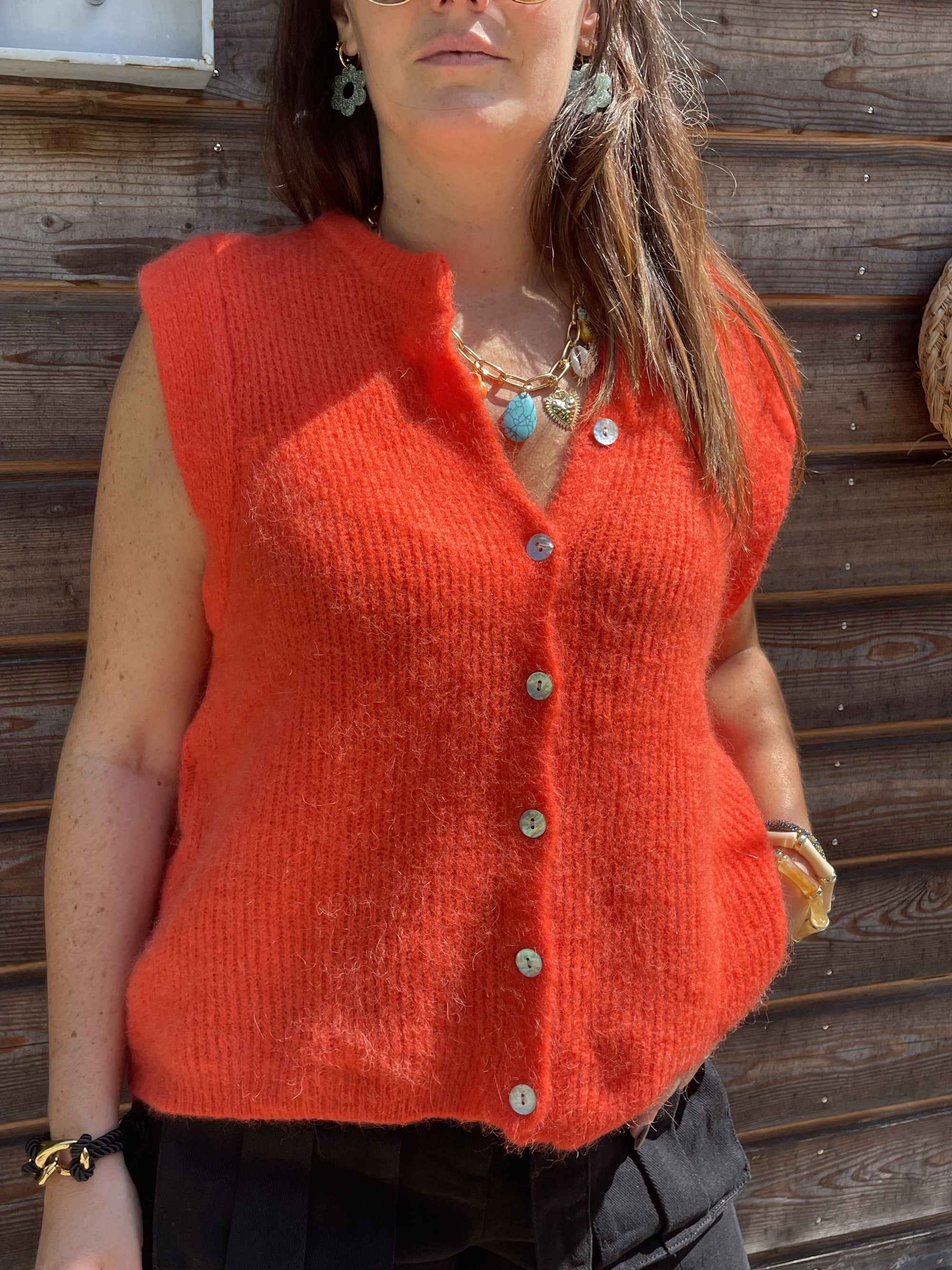 Gilet – Orange & Nacre