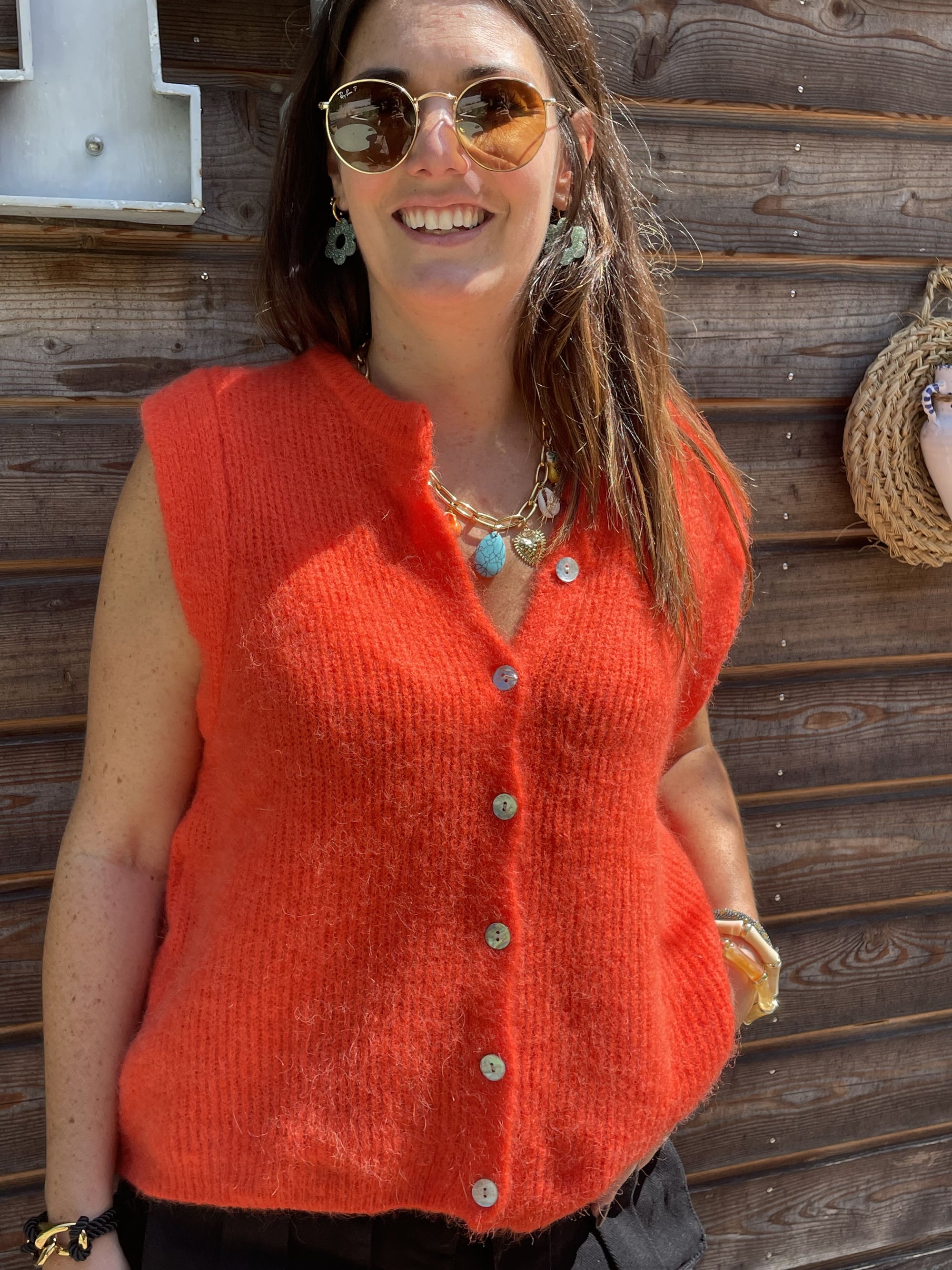 Gilet – Orange & Nacre