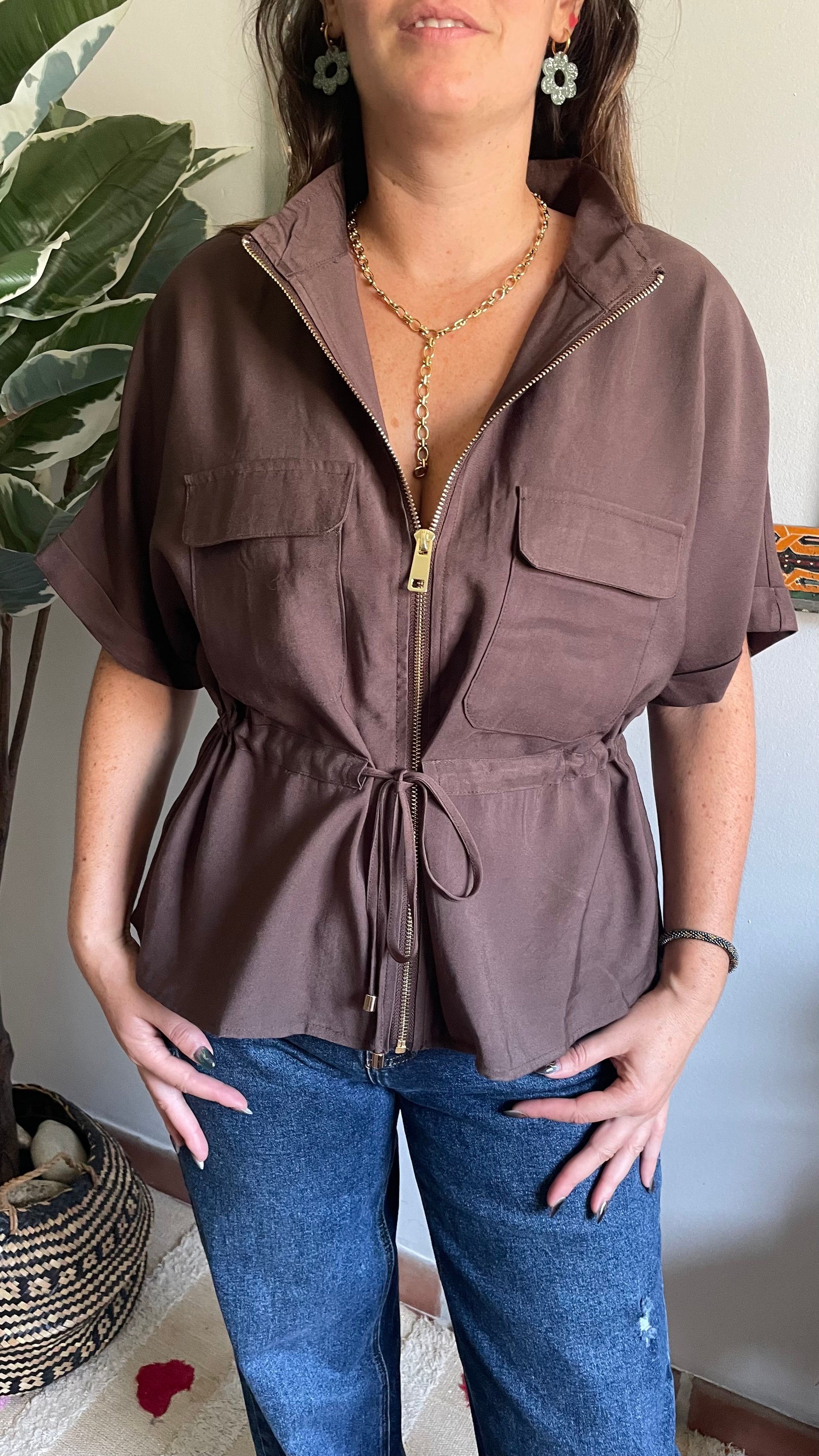 Chemisette avec zip - Marron