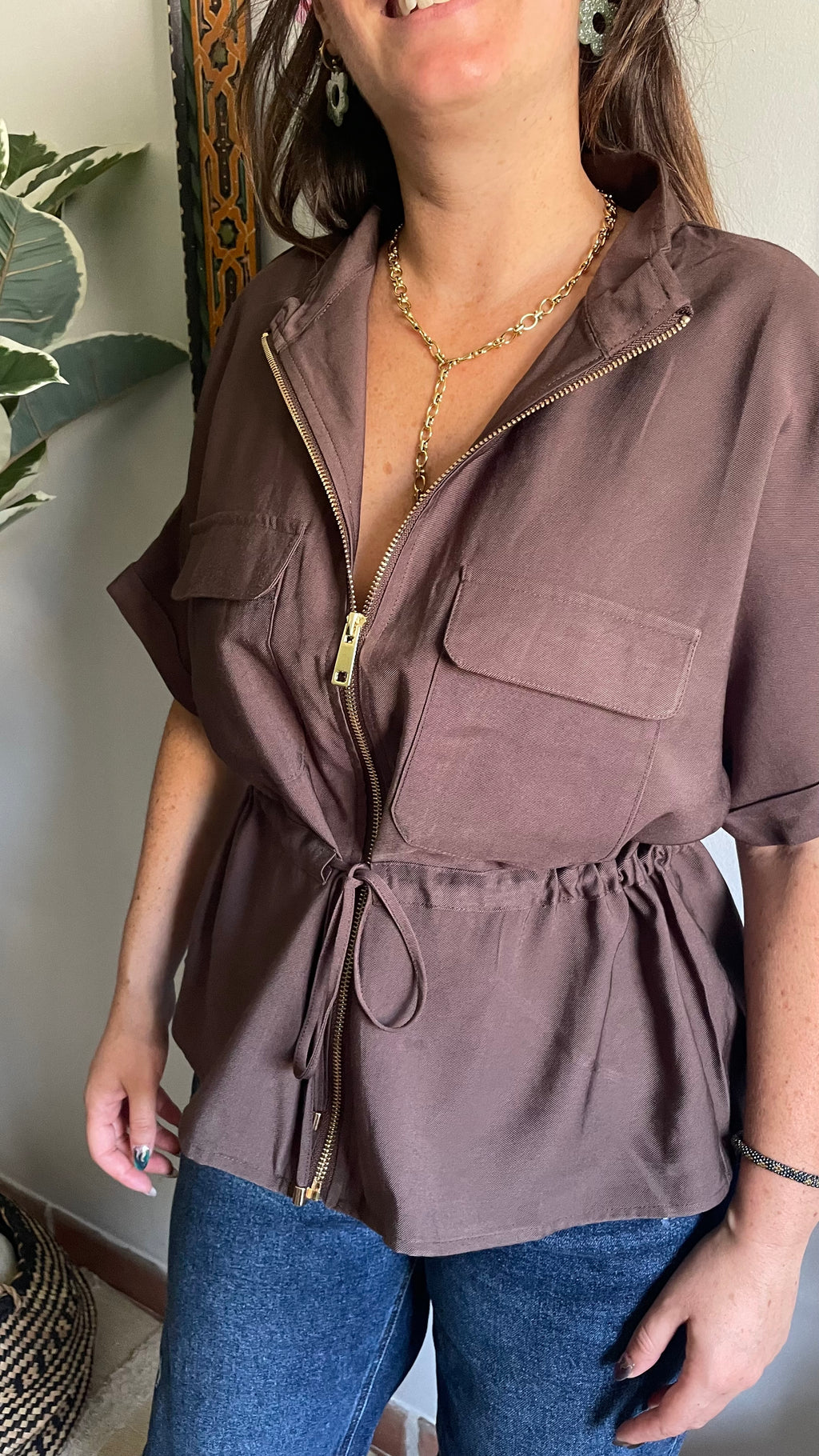 Chemisette avec zip - Marron