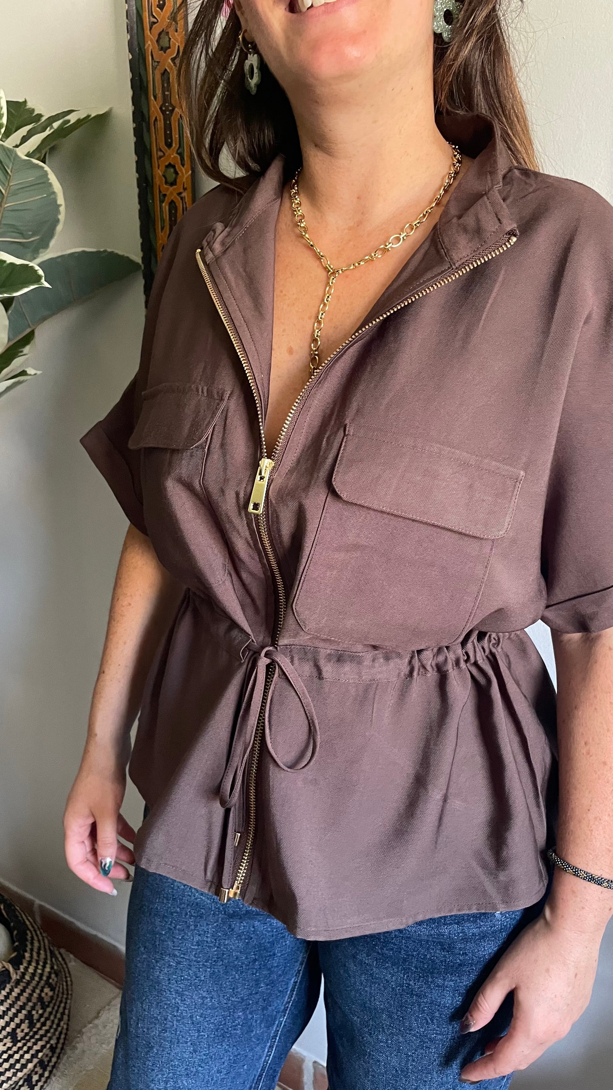 Chemisette avec zip - Marron