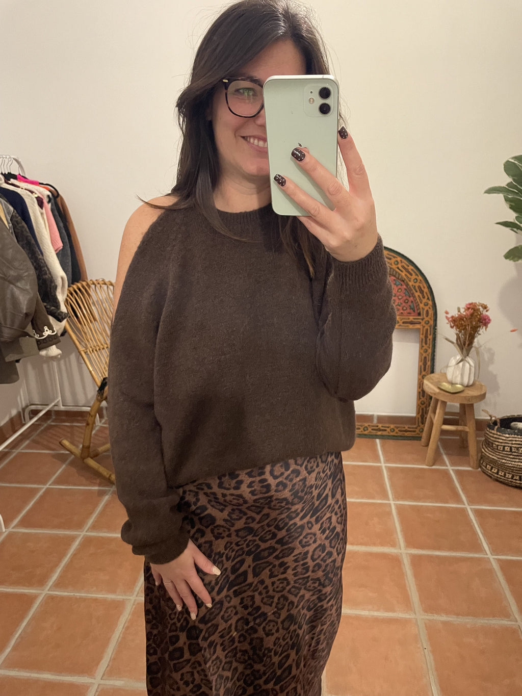 Pull asymétrique - Chocolat