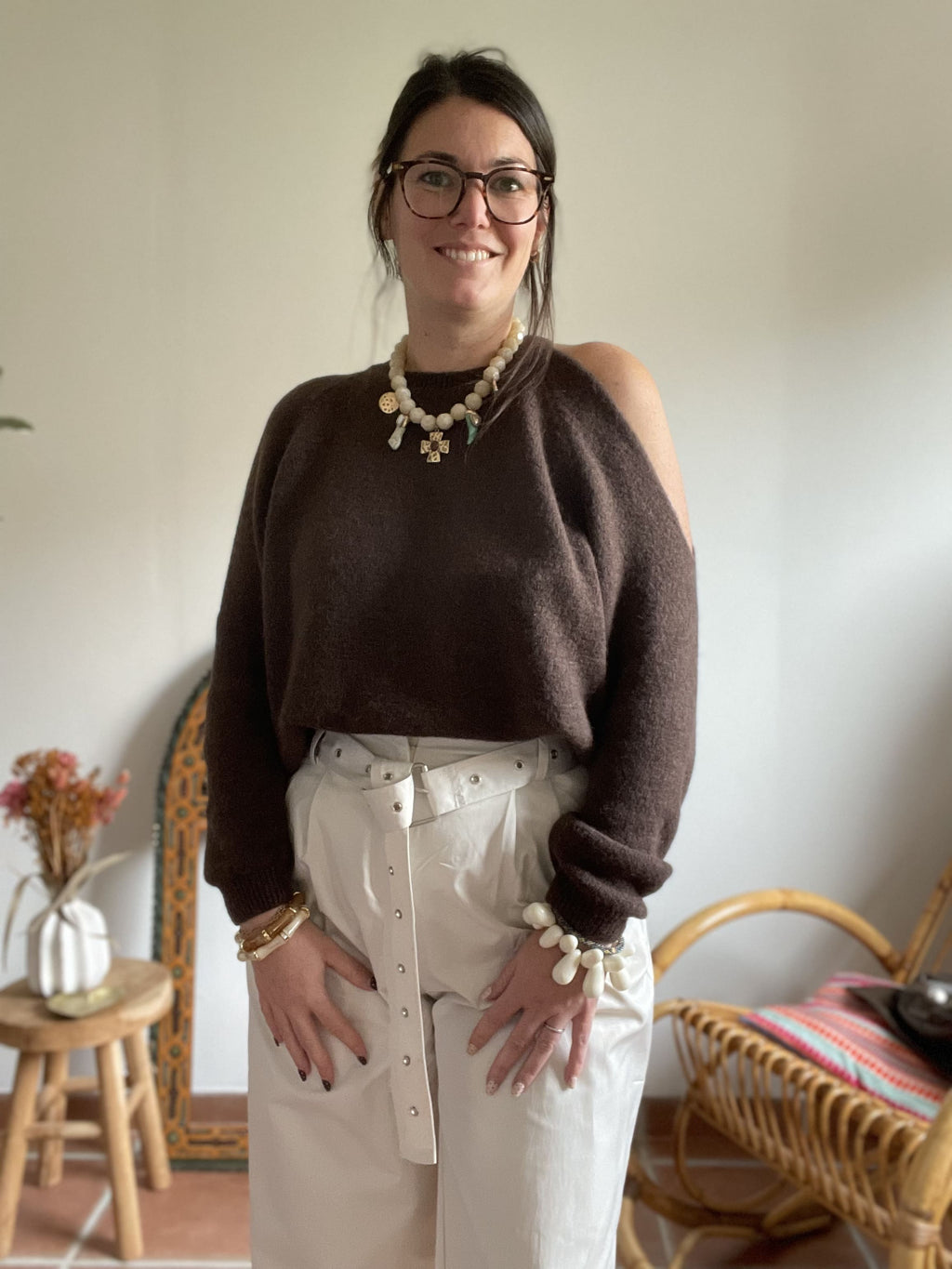 Pull asymétrique - Chocolat