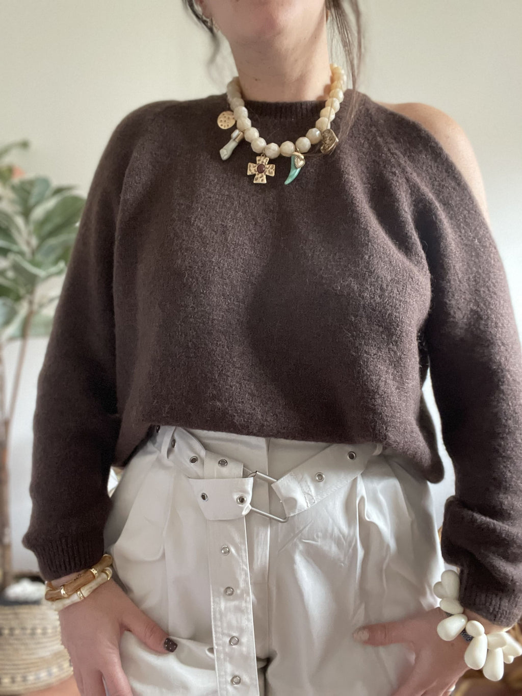 Pull asymétrique - Chocolat