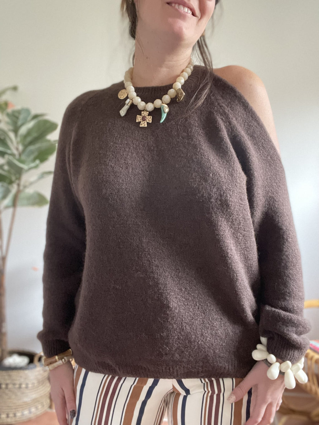 Pull asymétrique - Chocolat