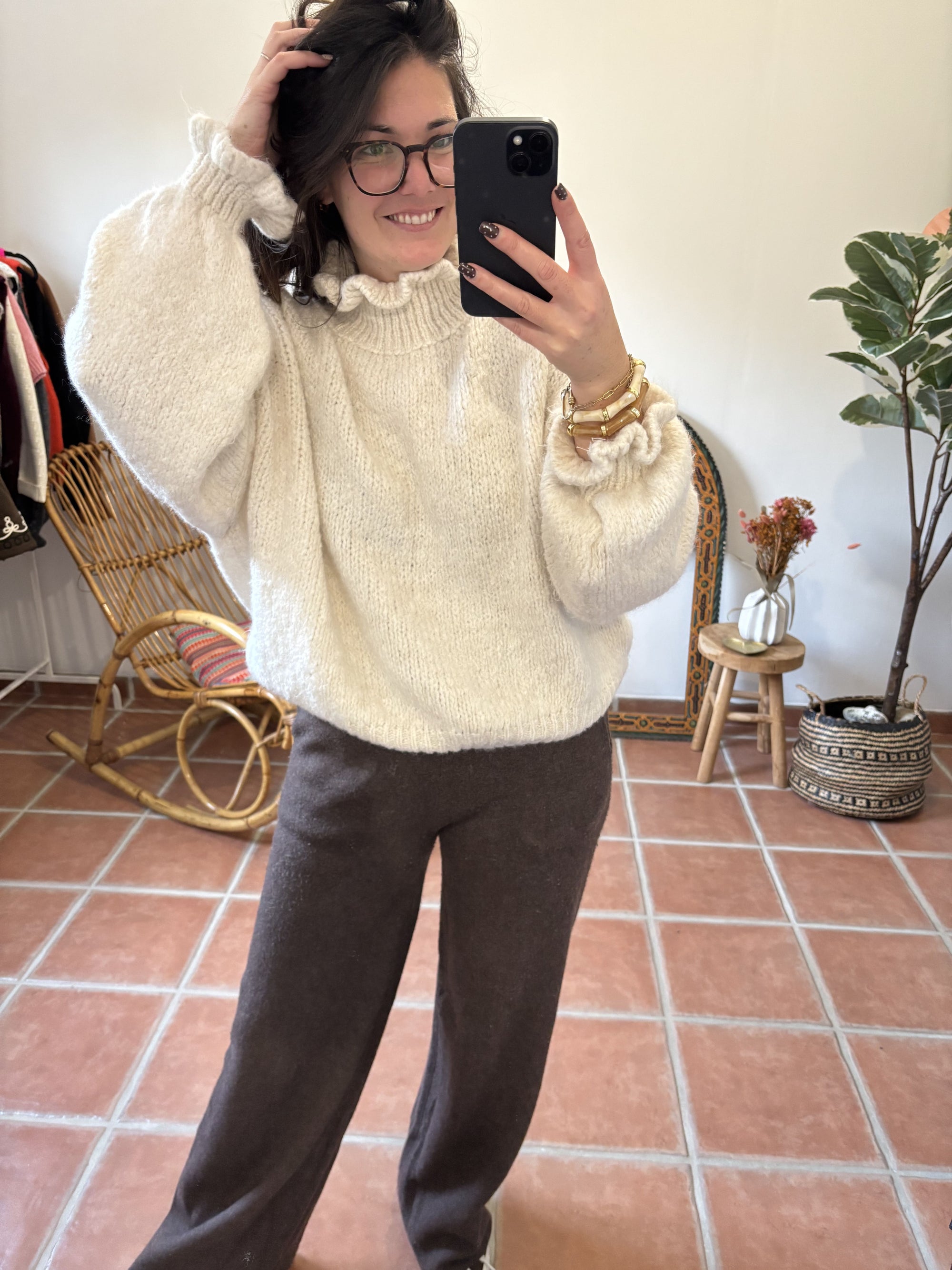 Pull collerette - Beige