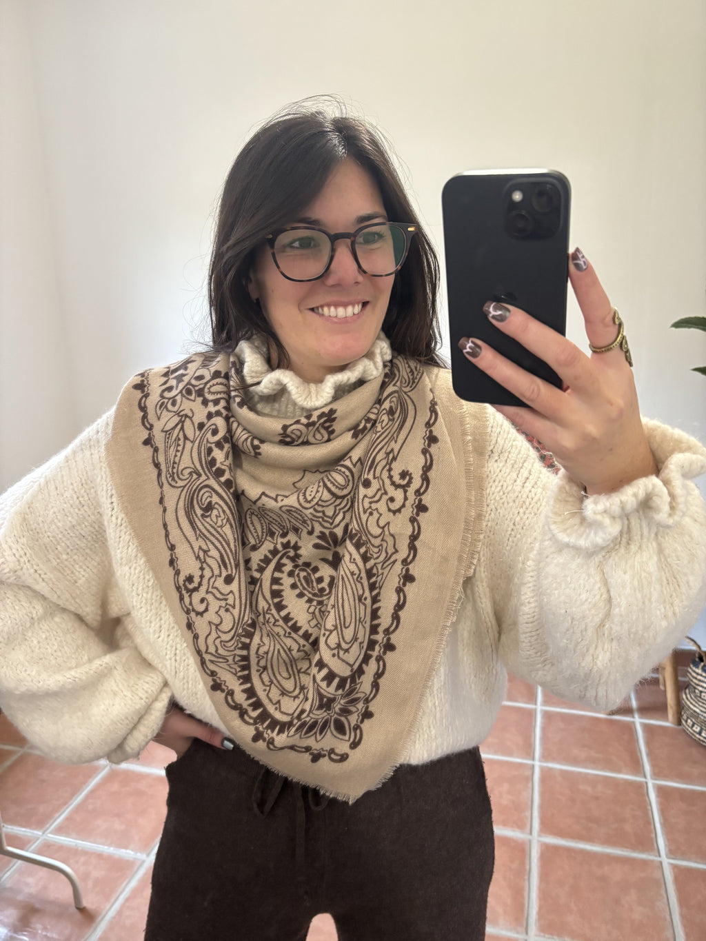 Echarpe à motifs Bandana- Taupe