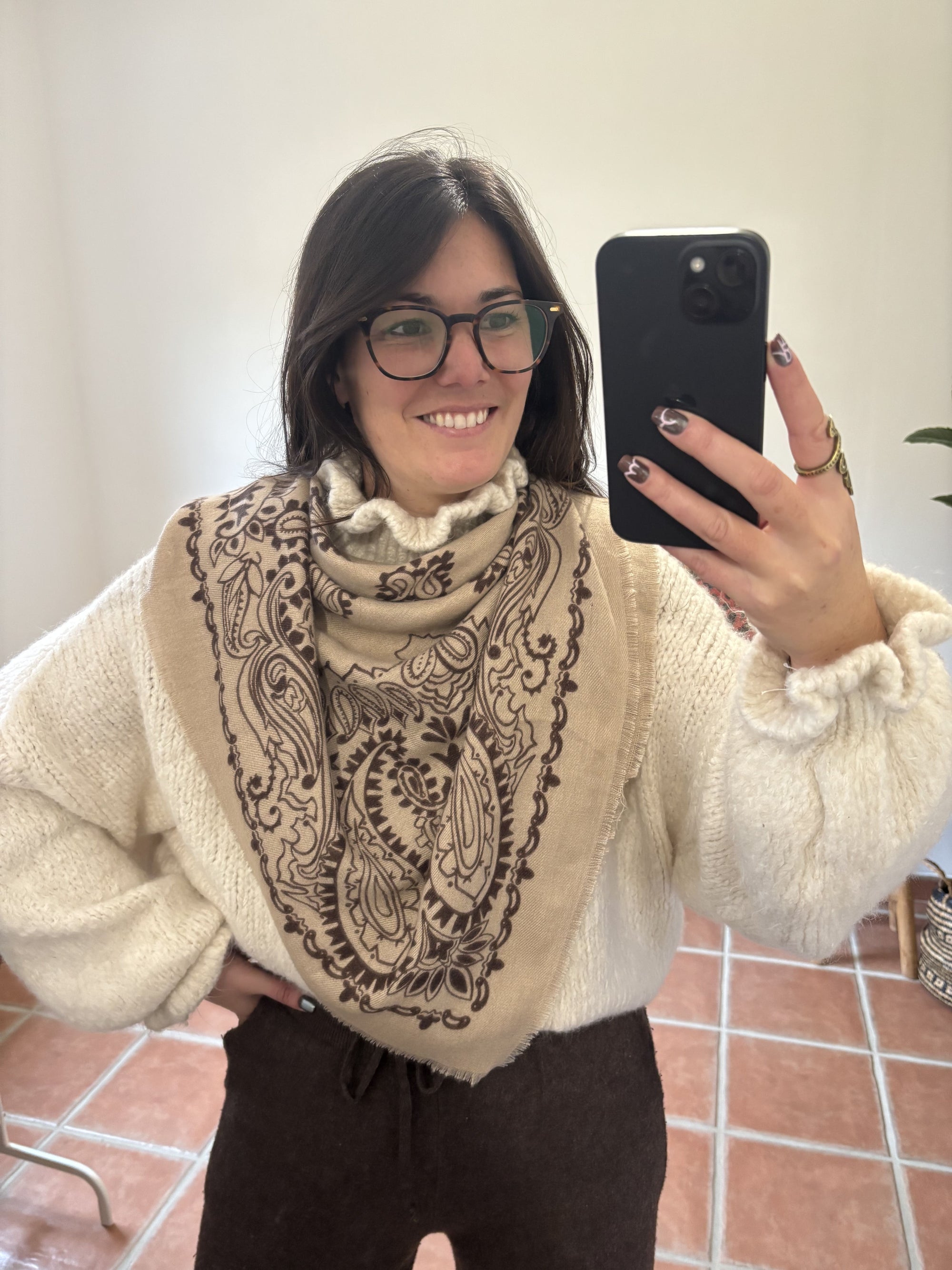 Echarpe à motifs Bandana- Taupe