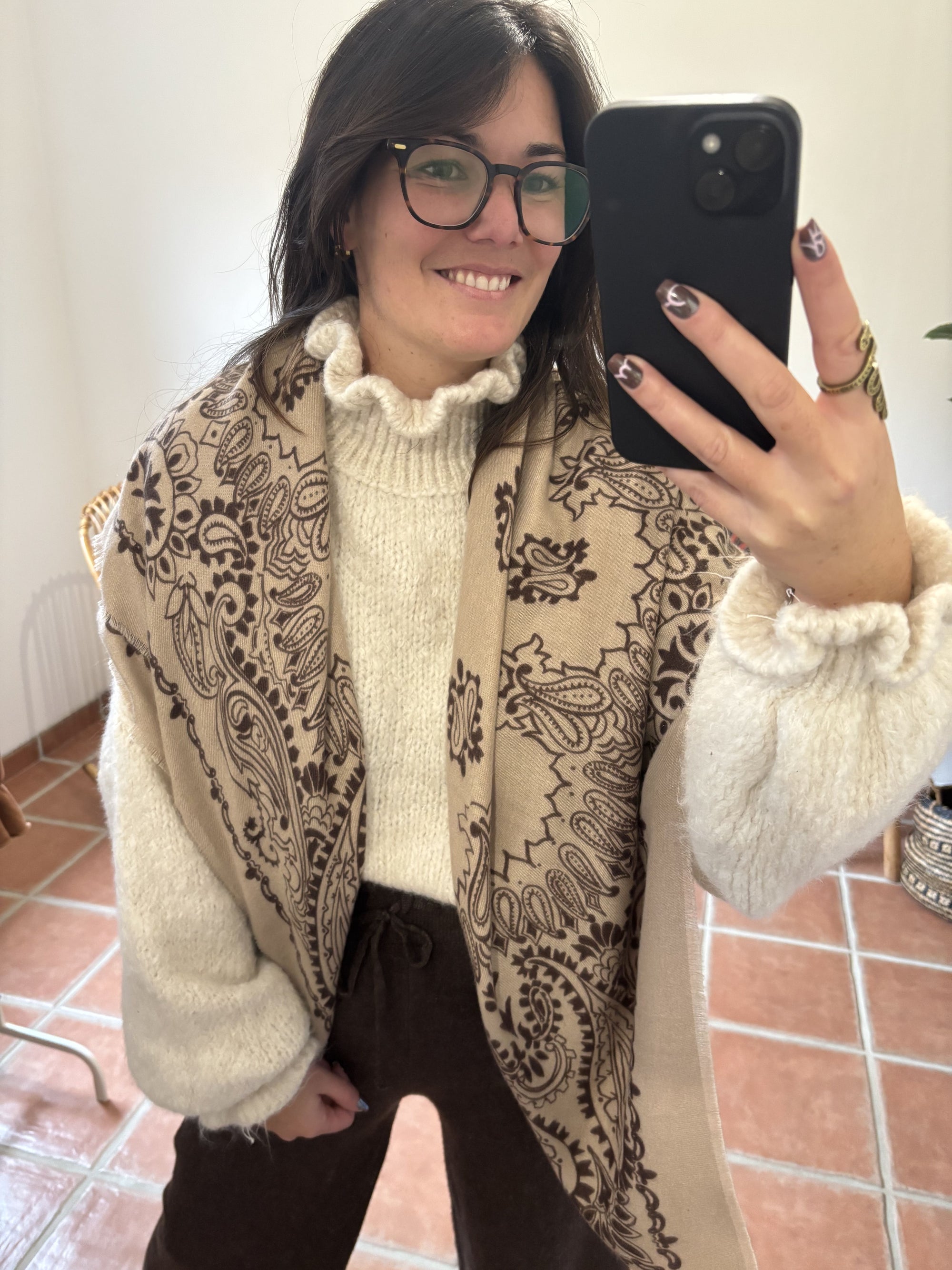 Echarpe à motifs Bandana- Taupe