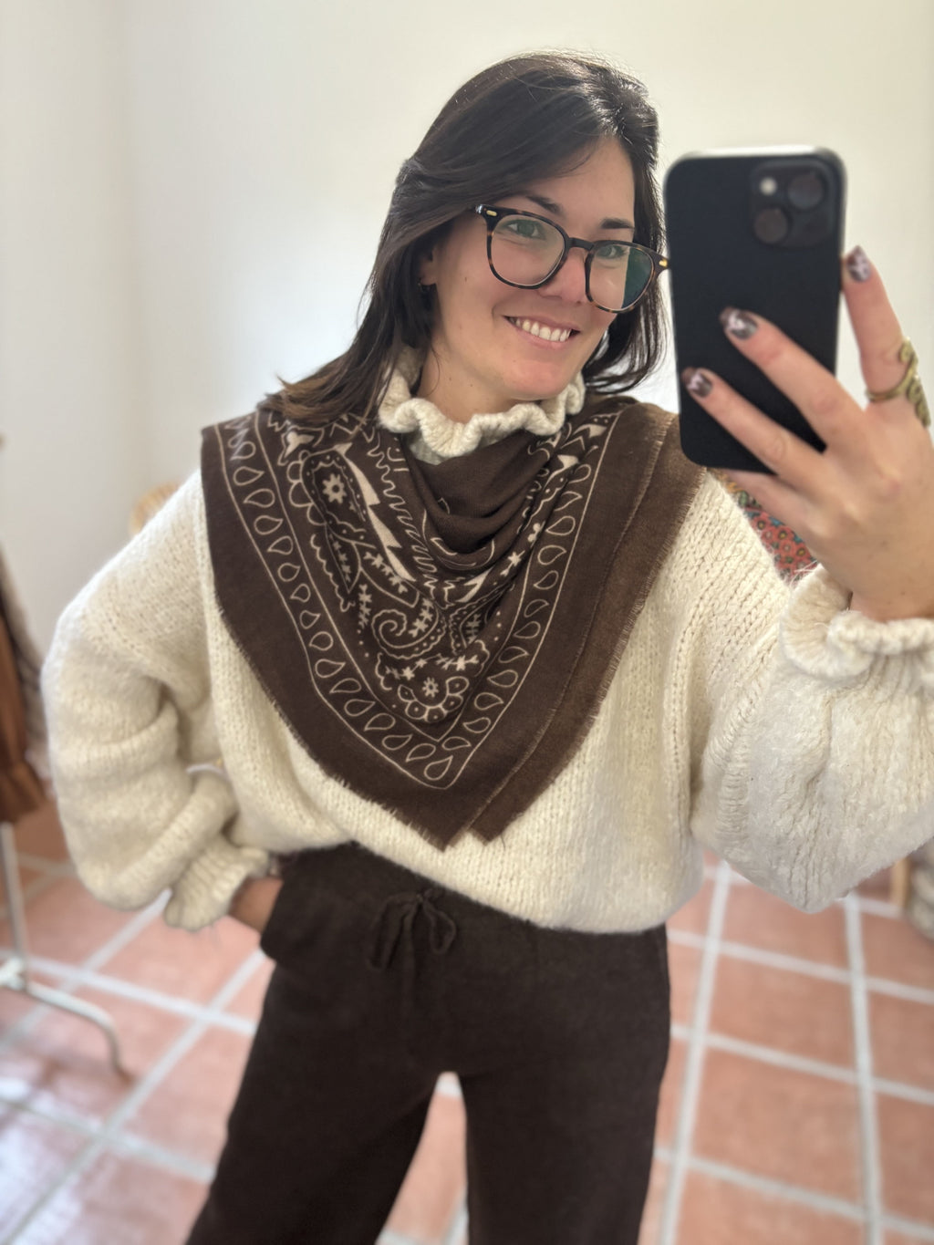 Echarpe à motifs Bandana- Chocolat