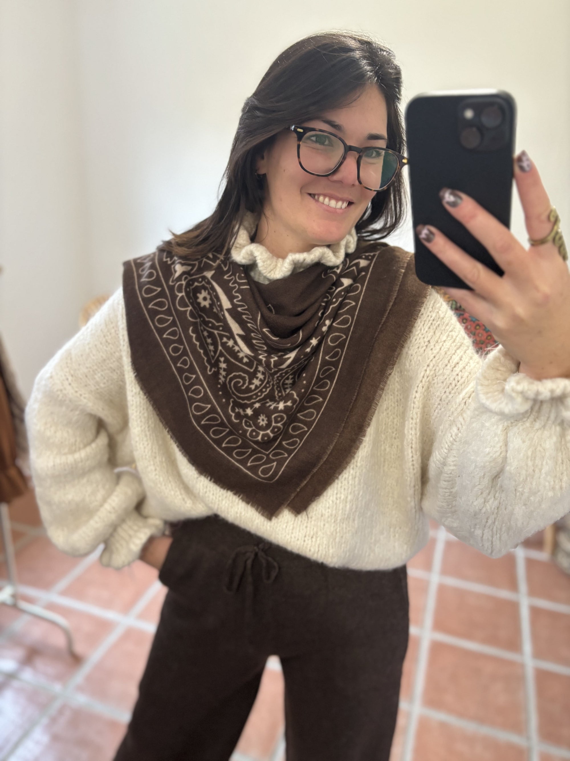 Echarpe à motifs Bandana- Chocolat