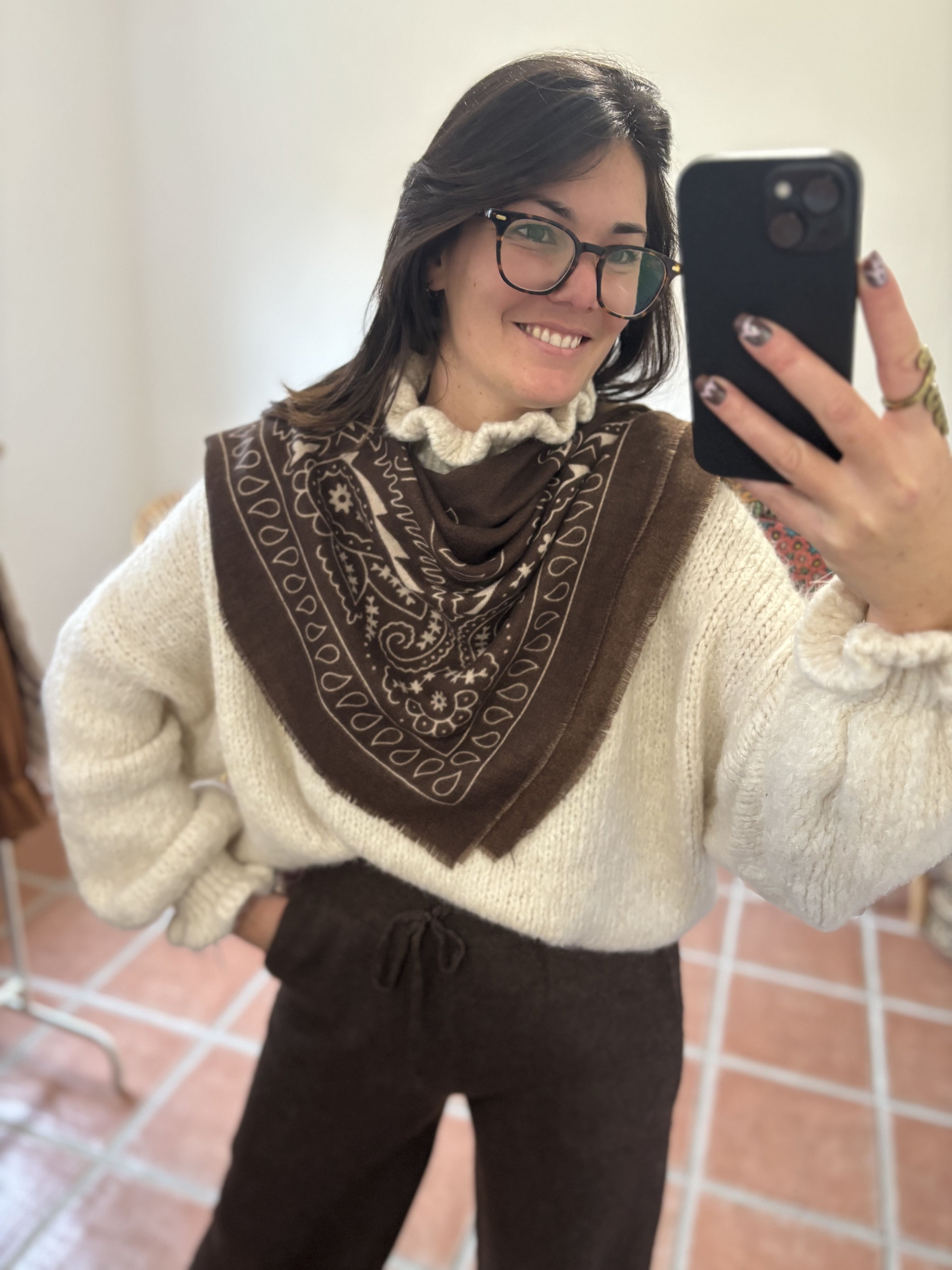 Echarpe à motifs Bandana- Chocolat