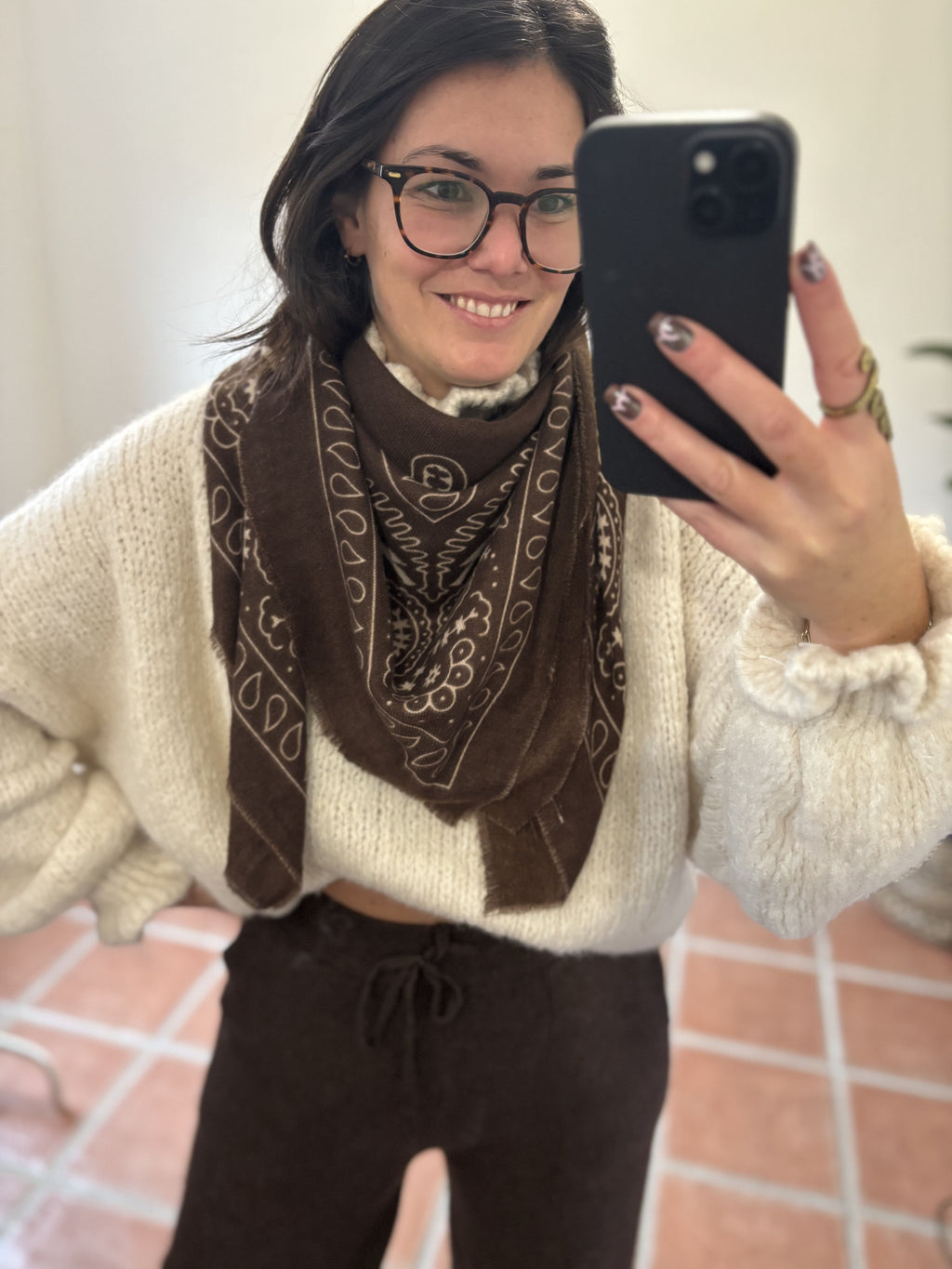 Echarpe à motifs Bandana- Chocolat