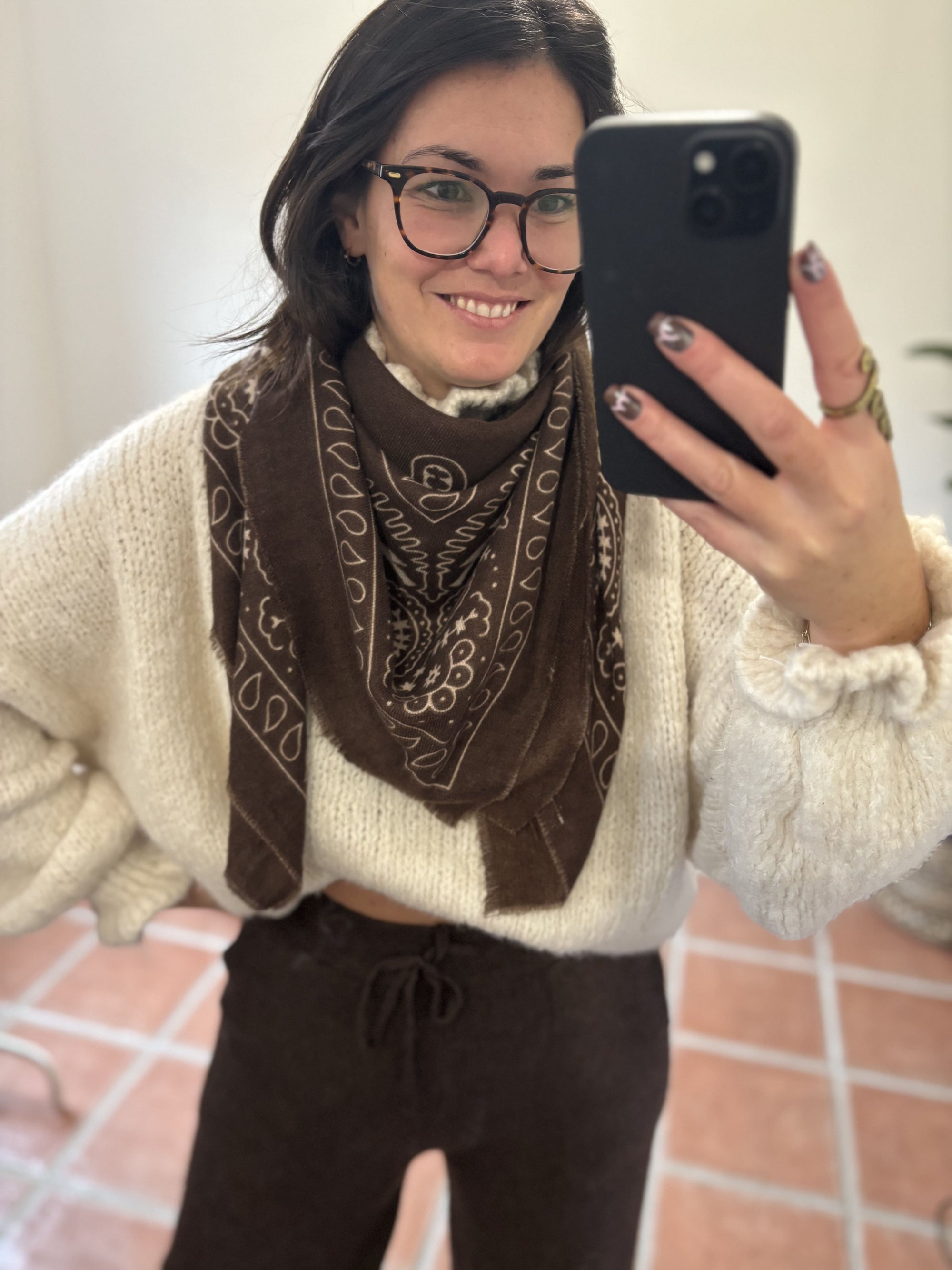 Echarpe à motifs Bandana- Chocolat