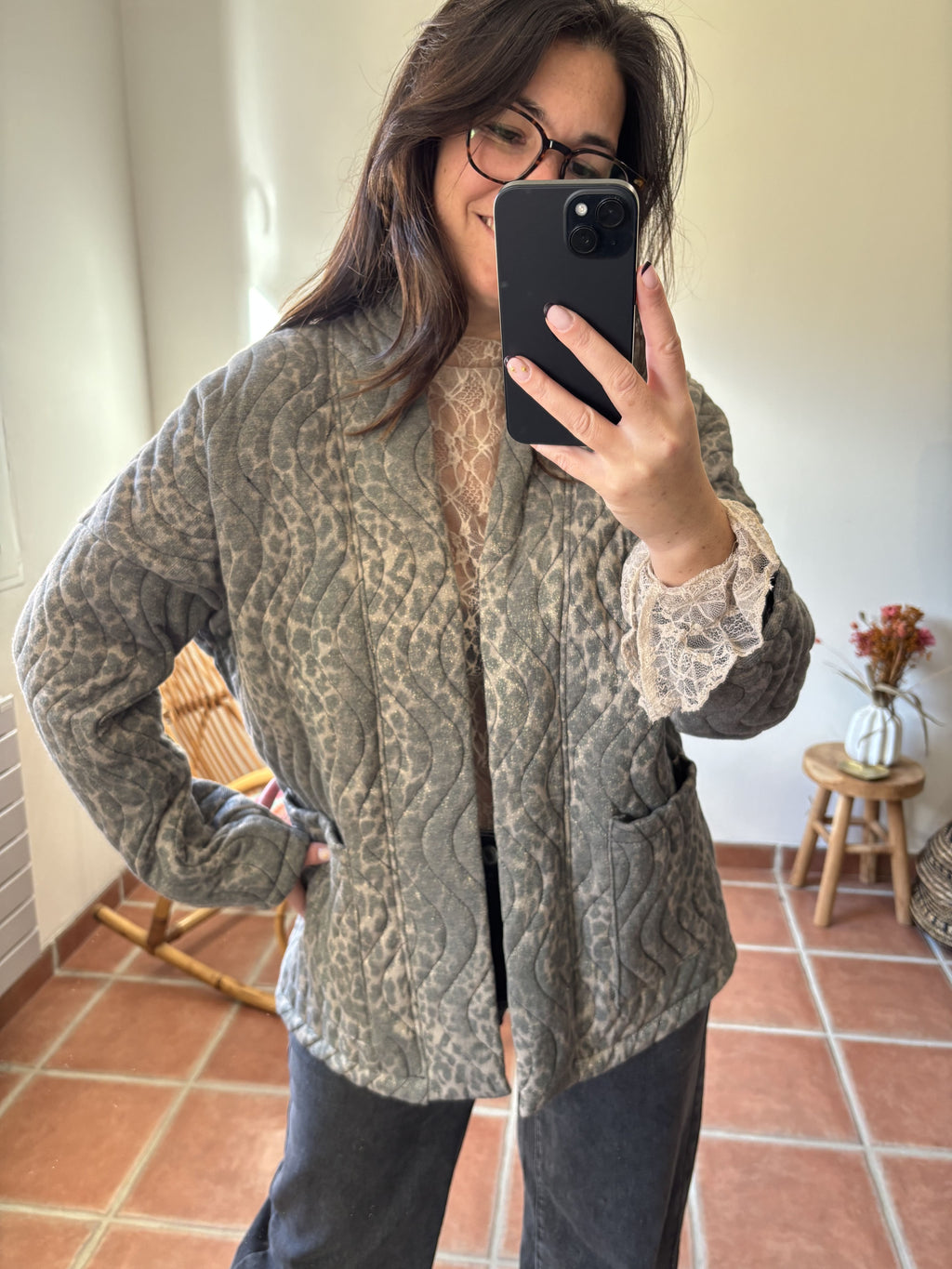 Veste matelassée léopard