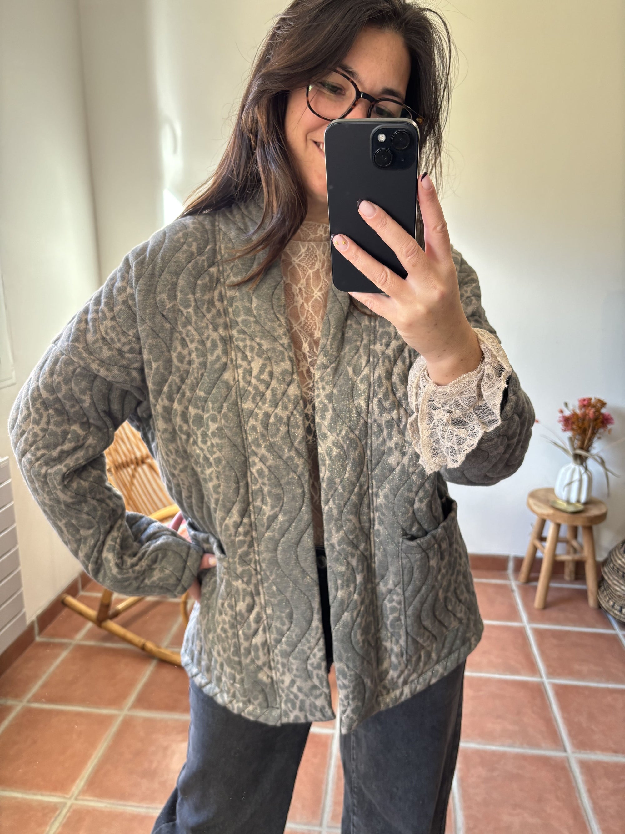 Veste matelassée léopard