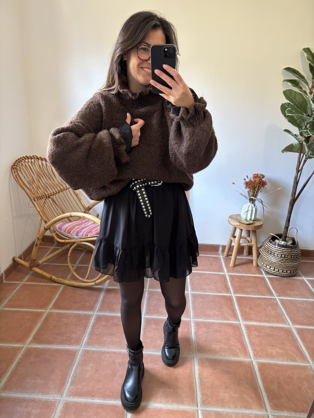 Pull collerette - Marron