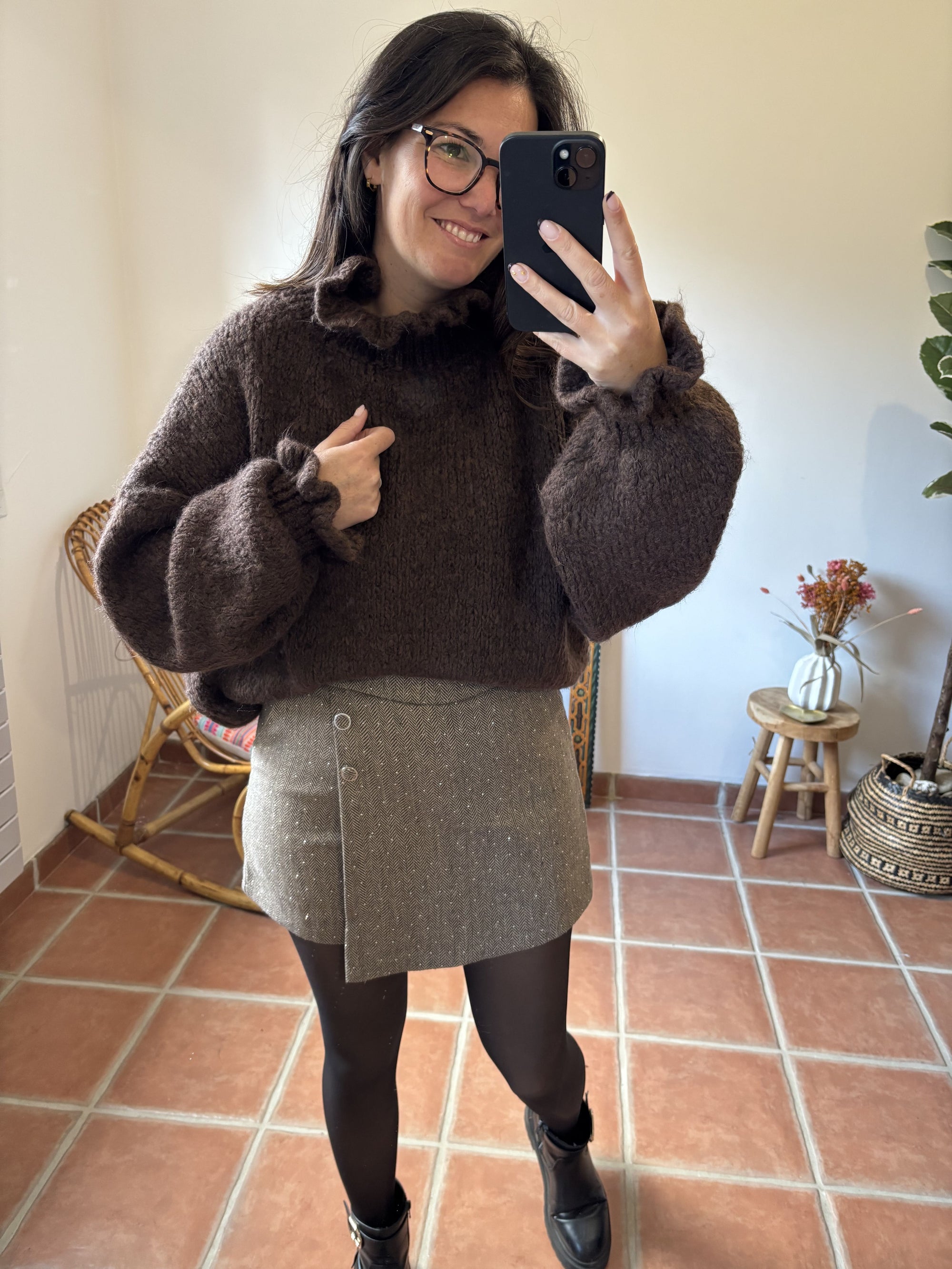 Pull collerette - Marron