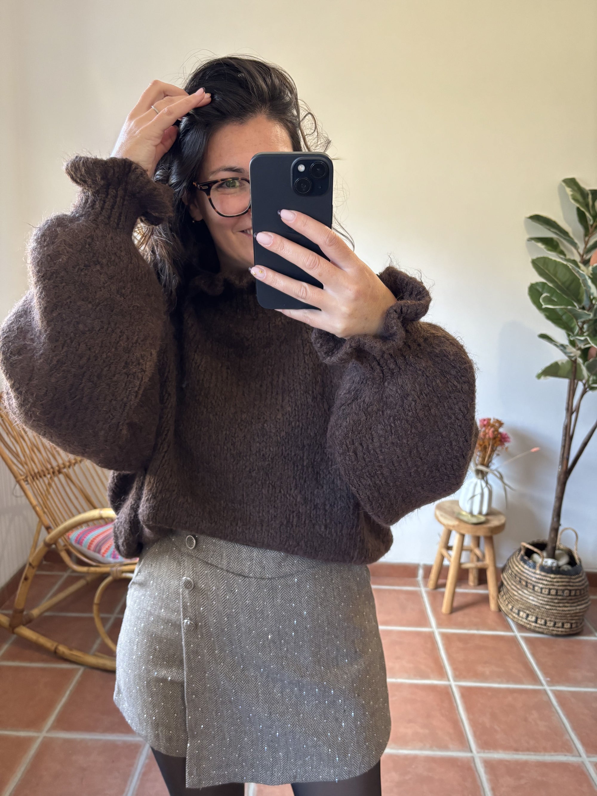 Pull collerette - Marron