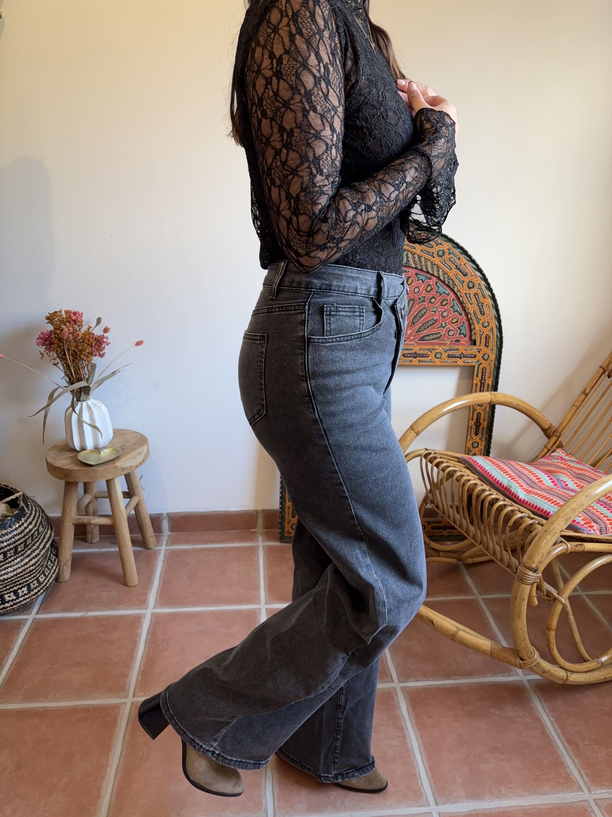 Jean asymétrique gris