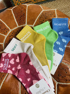 Chaussettes pailletées à message