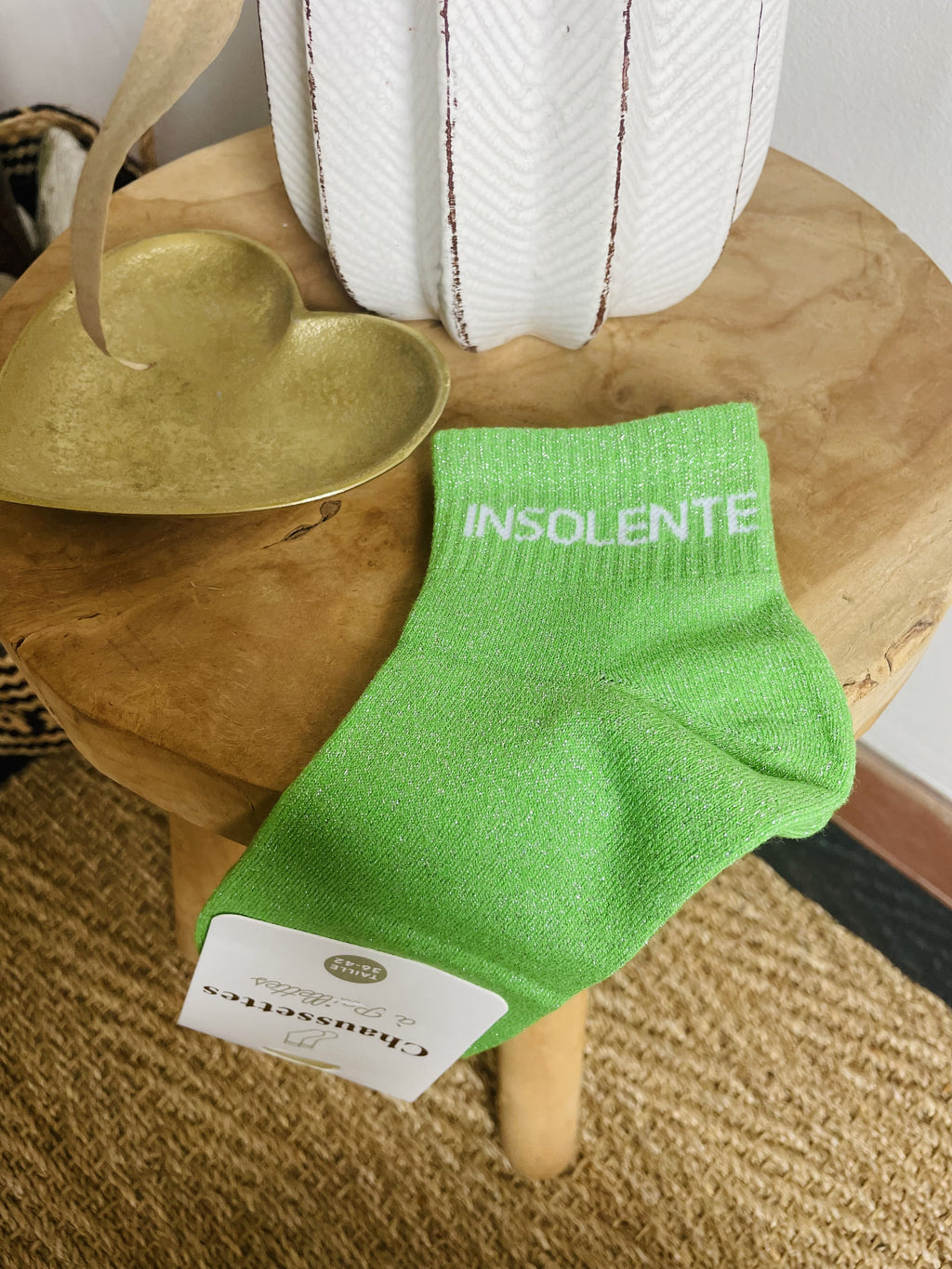 Chaussettes pailletées à message