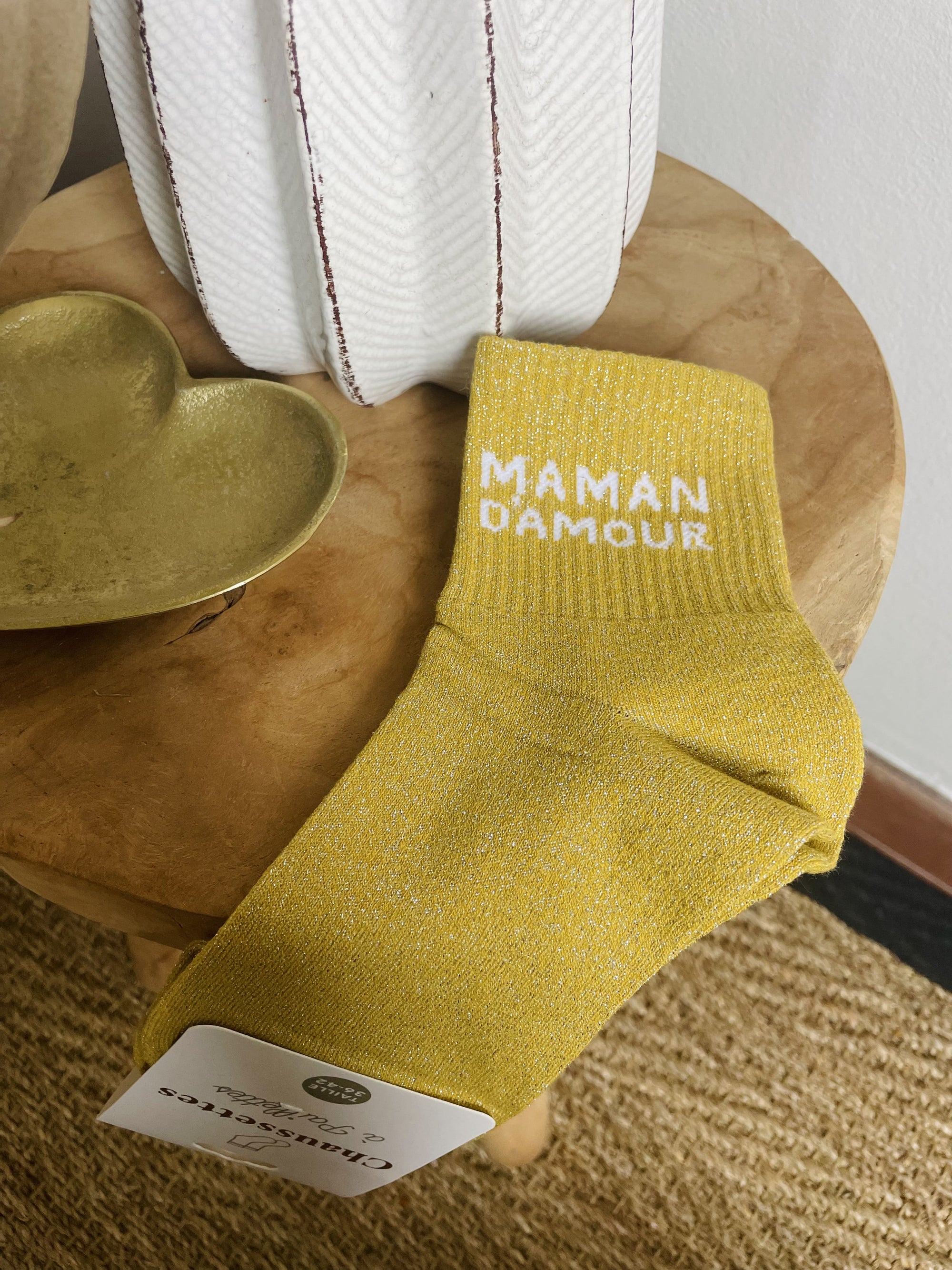 Chaussettes pailletées à message