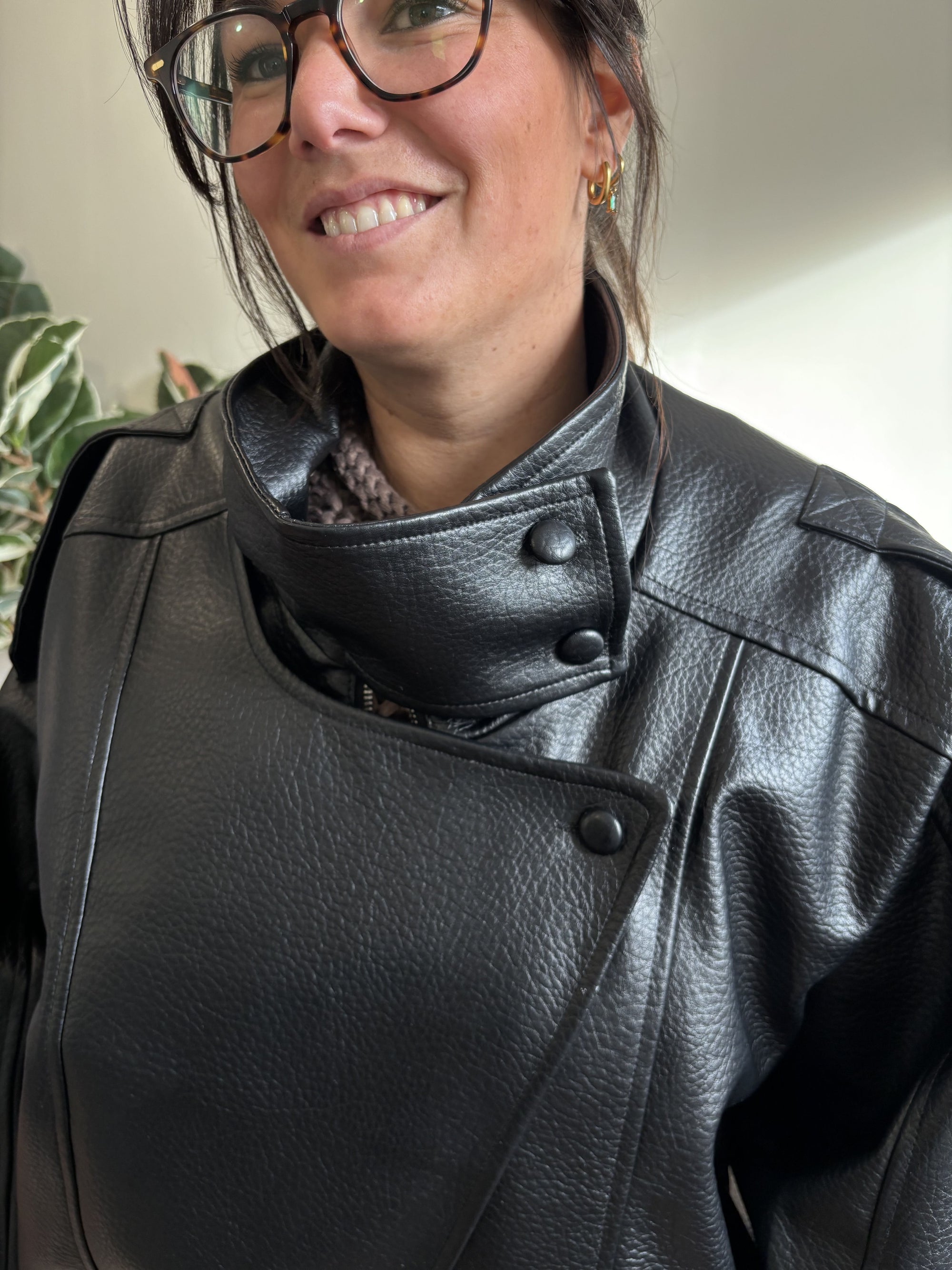 Veste en Simili Cuir Noir