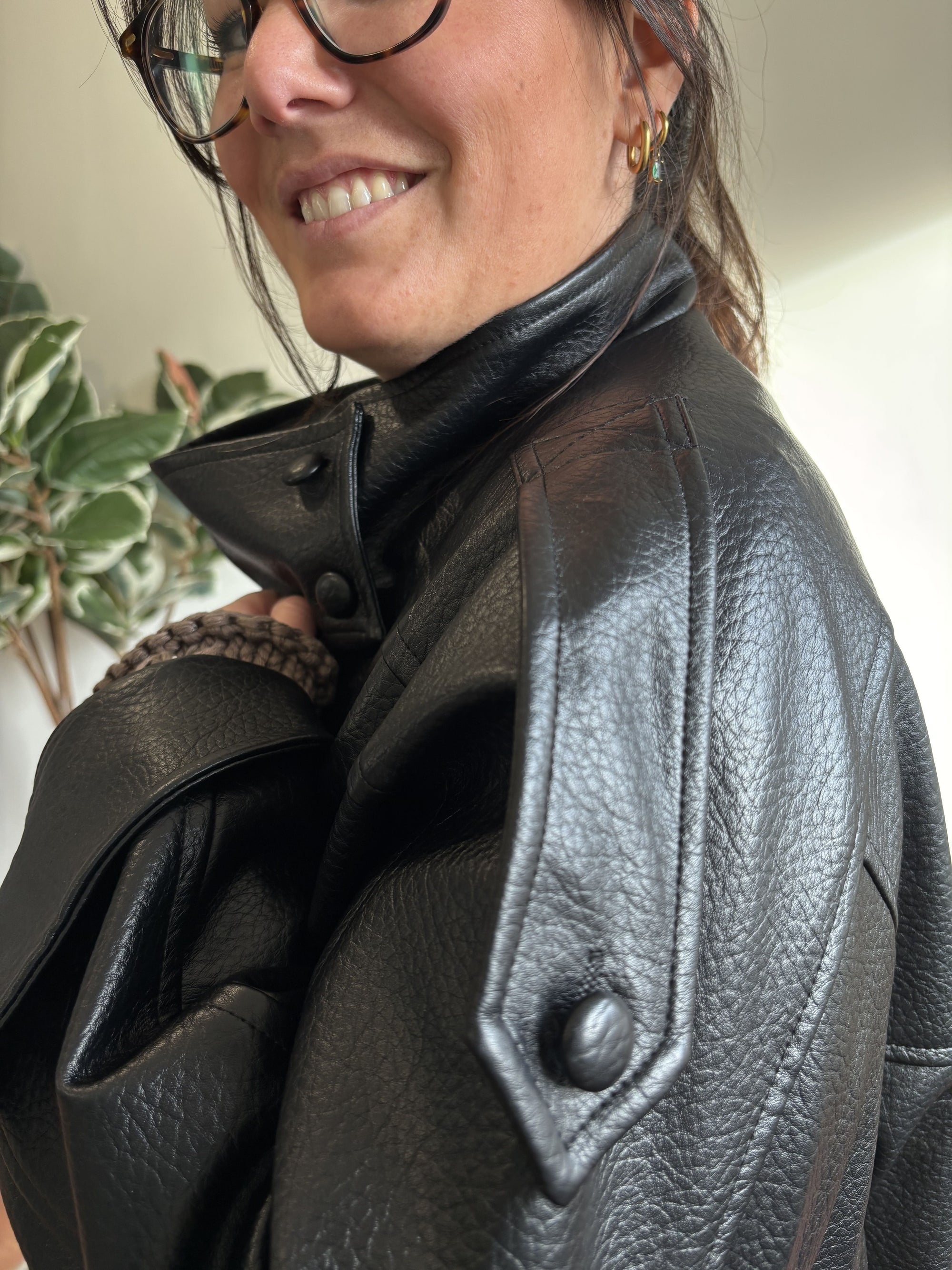 Veste en Simili Cuir Noir
