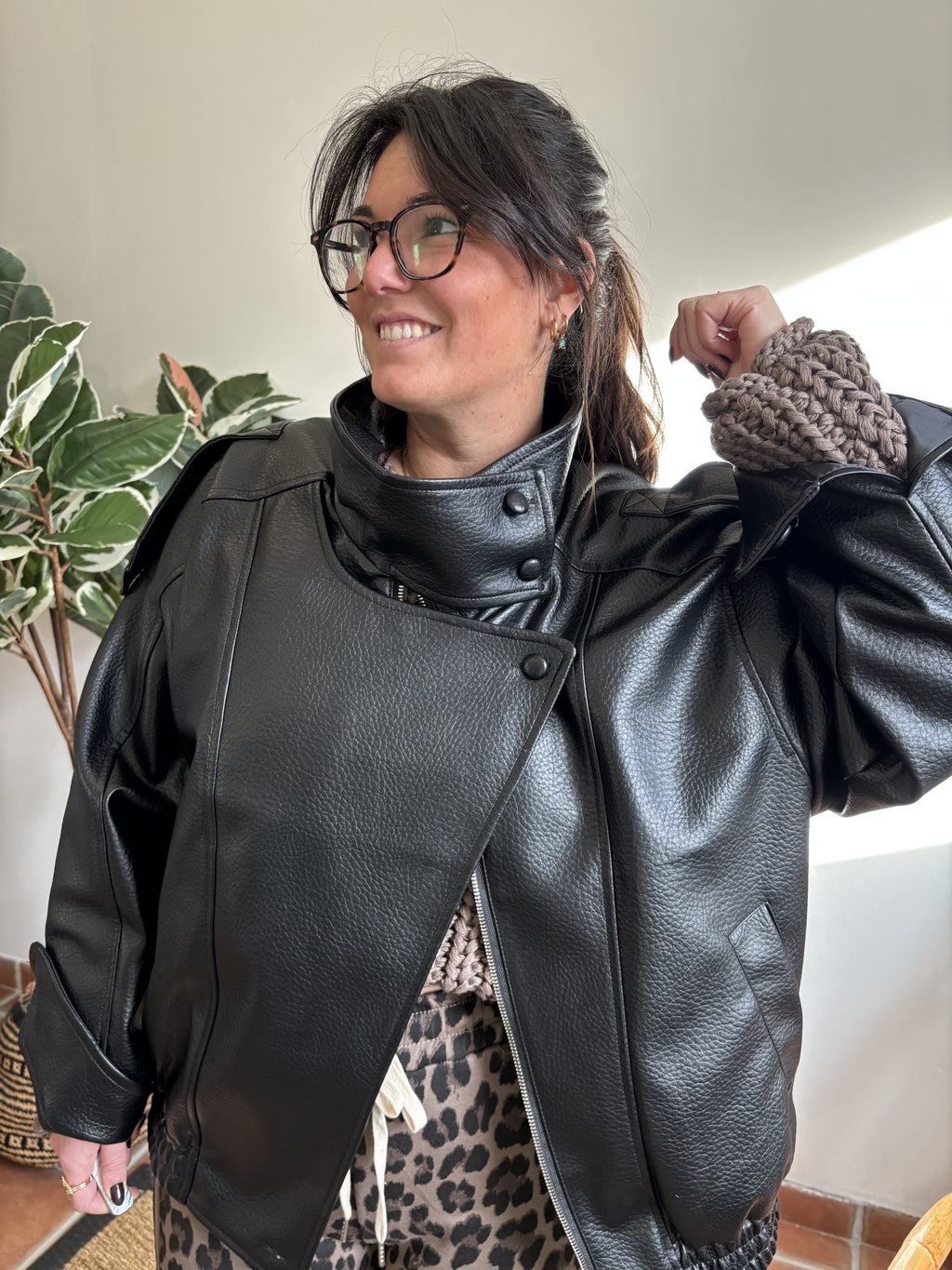 Veste en Simili Cuir Noir