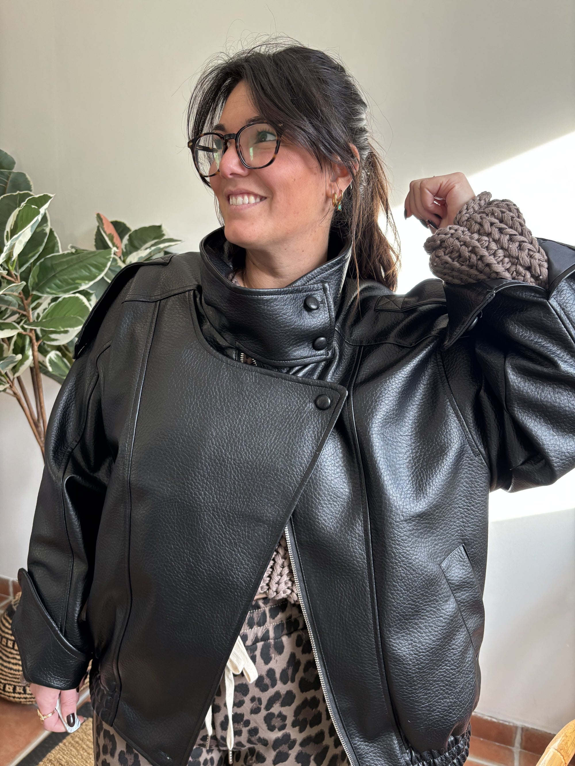 Veste en Simili Cuir Noir