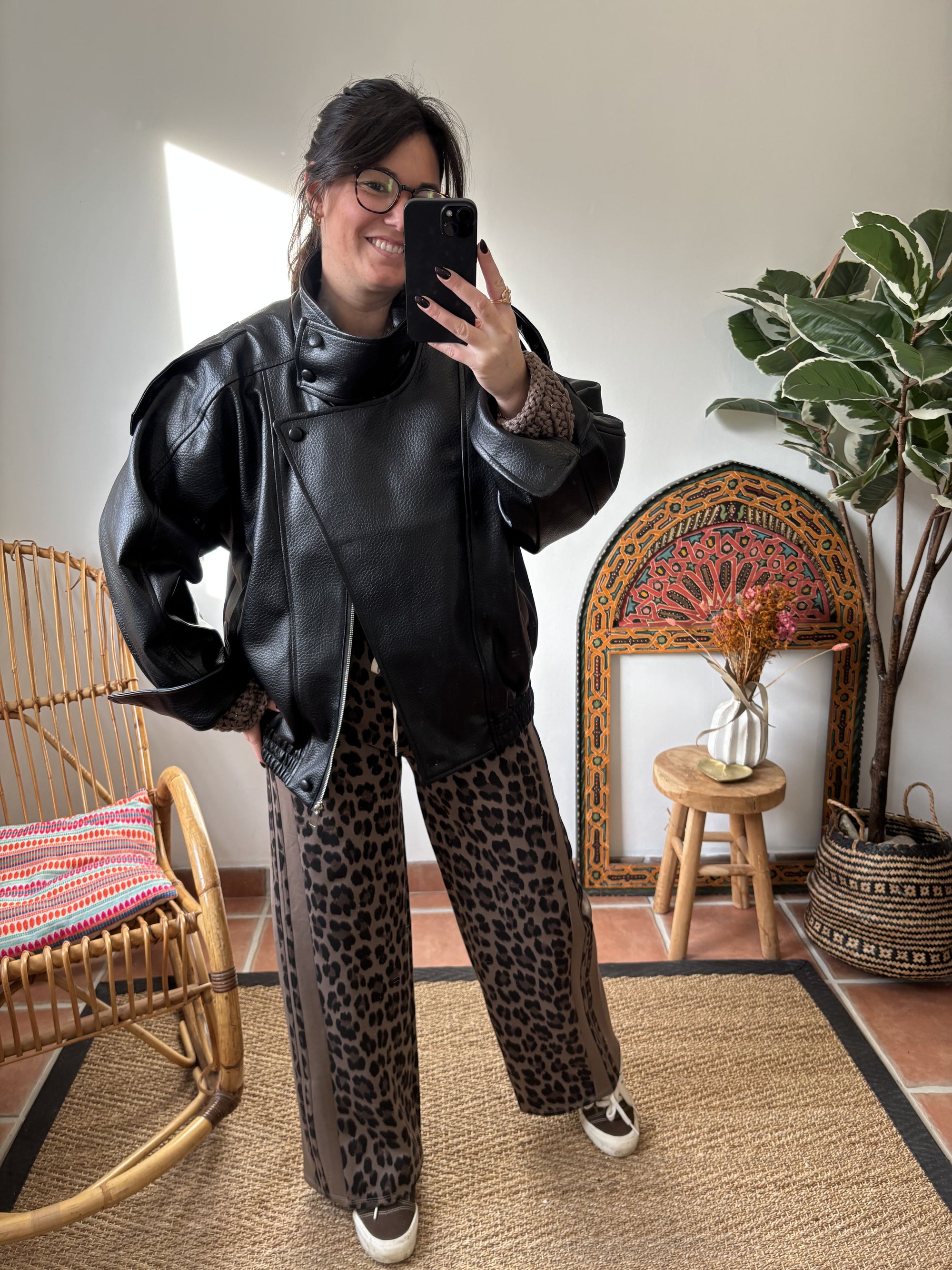 Veste en Simili Cuir Noir