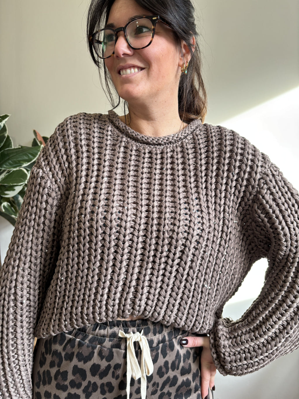 Pull en grosse maille - Marron