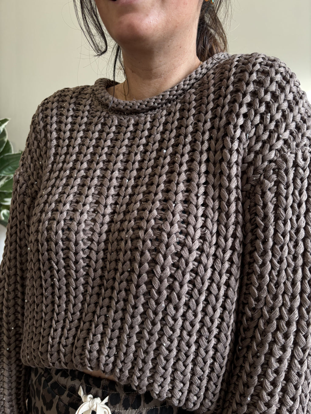 Pull en grosse maille - Marron