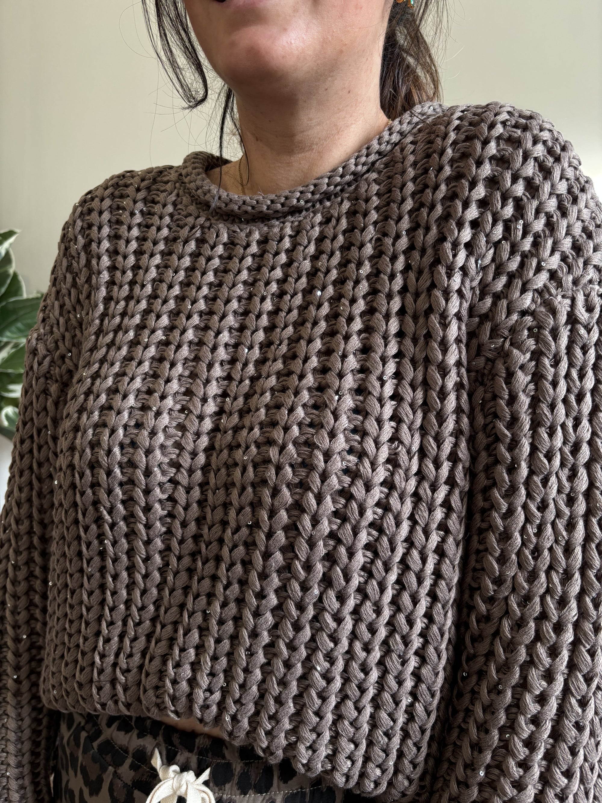 Pull en grosse maille - Marron