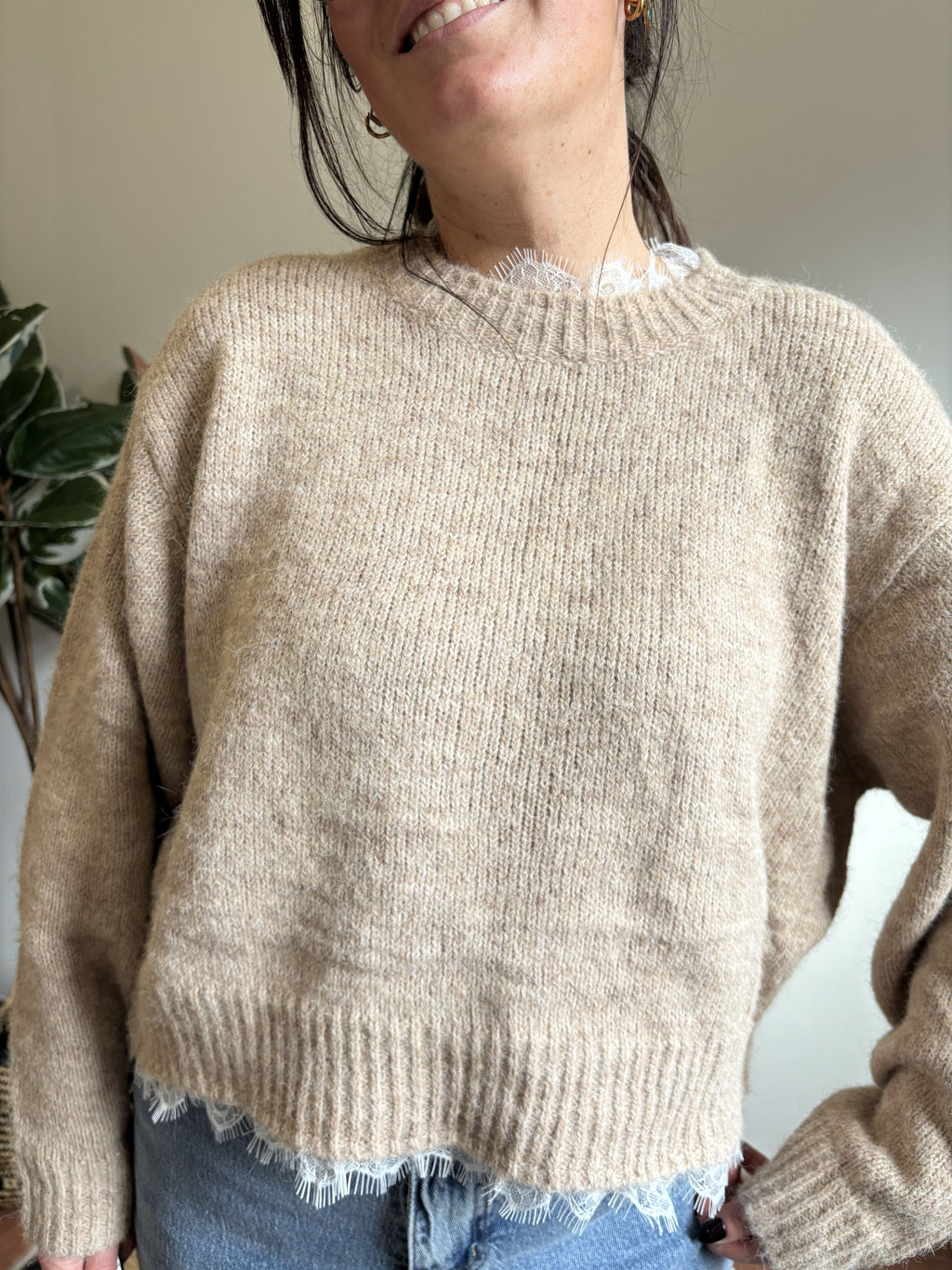 Pull Camel Dentelle