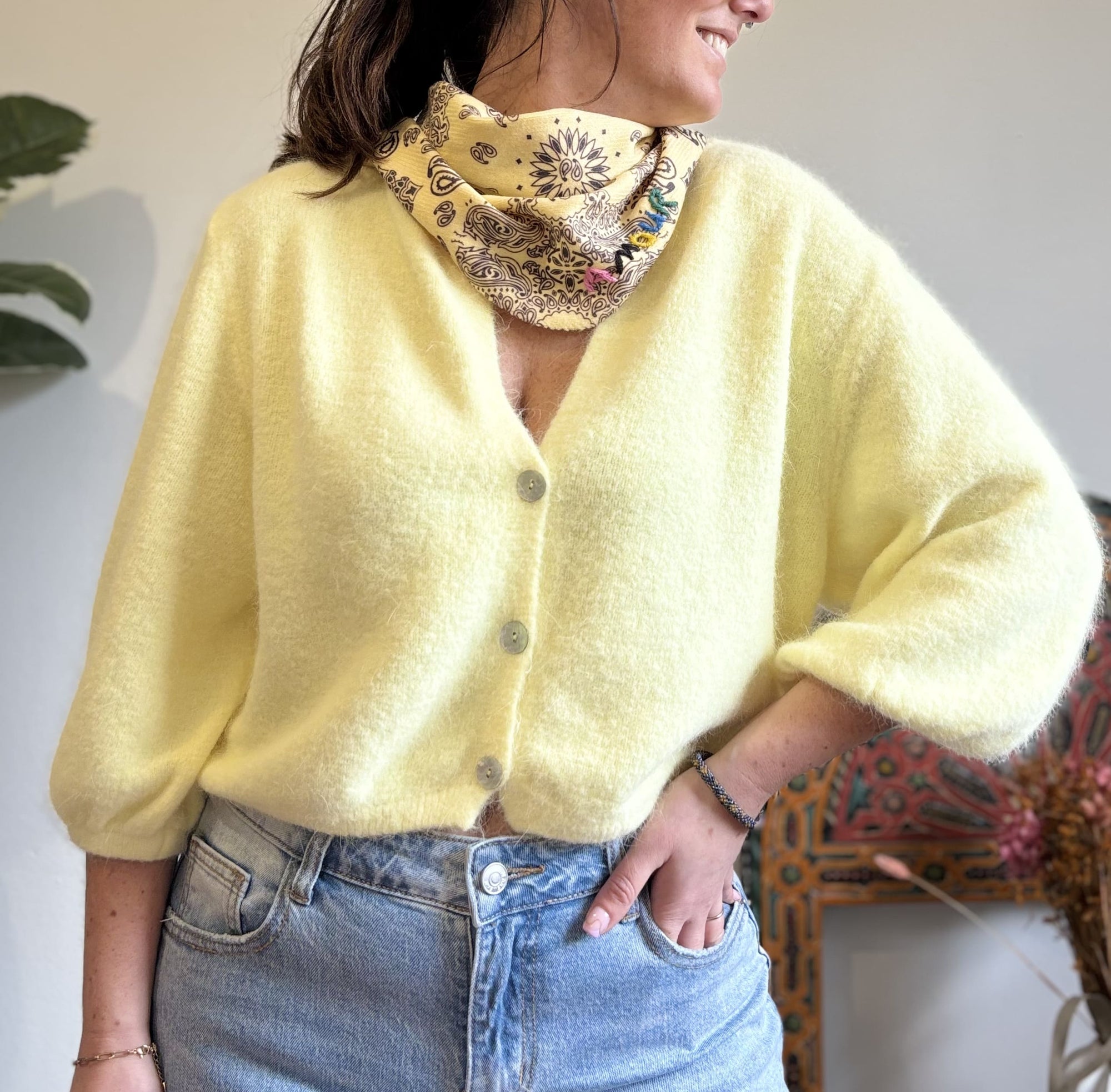 Gilet en maille - Jaune