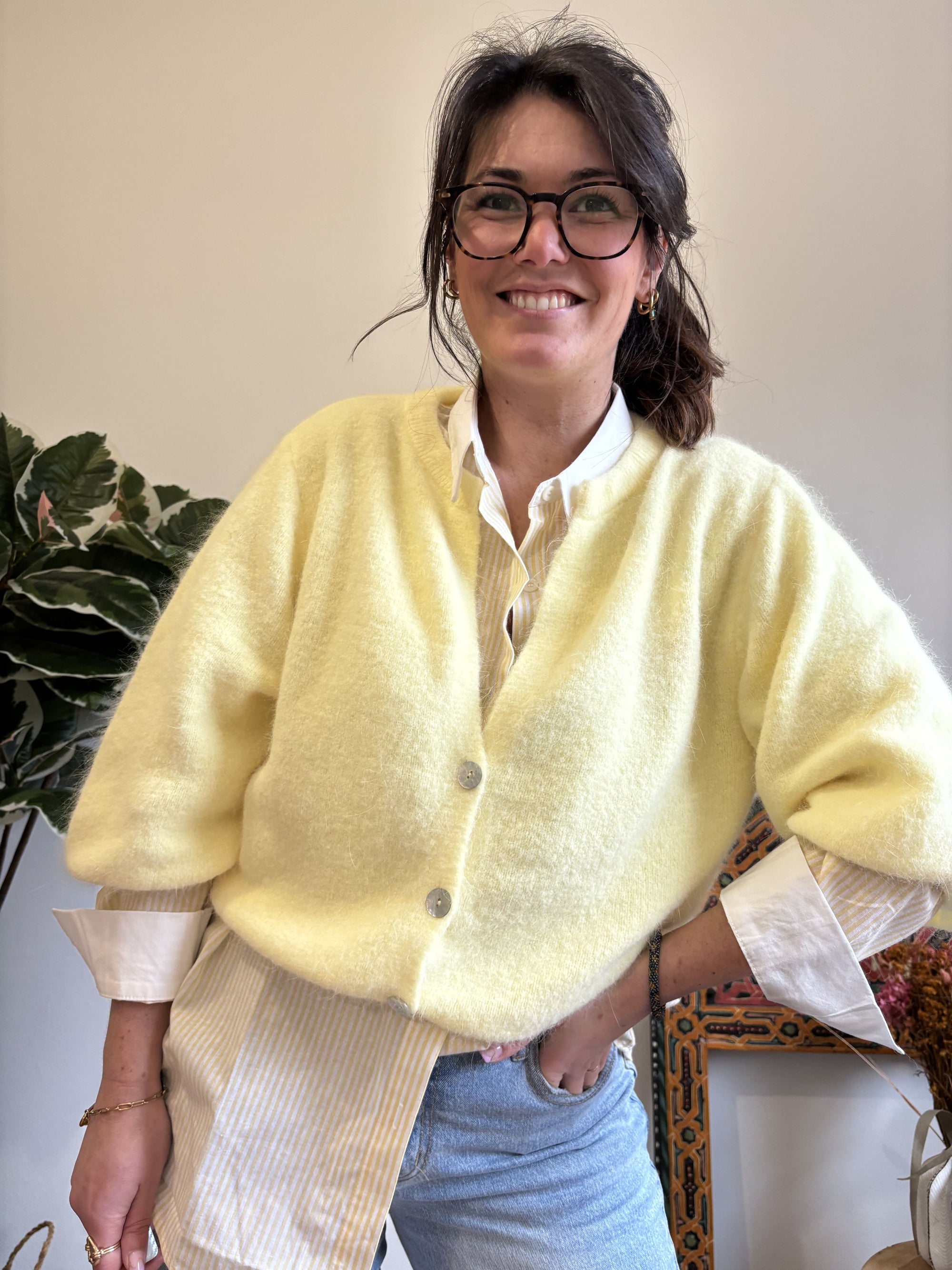 Gilet en maille - Jaune