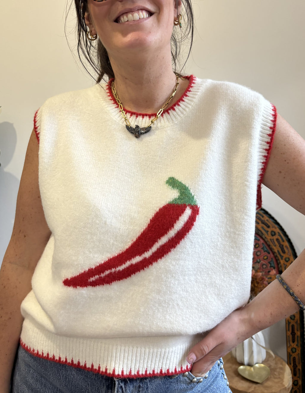 Pull piment - Blanc