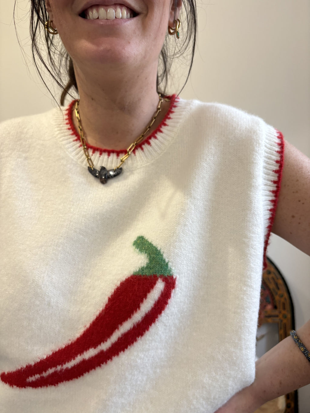 Pull piment - Blanc