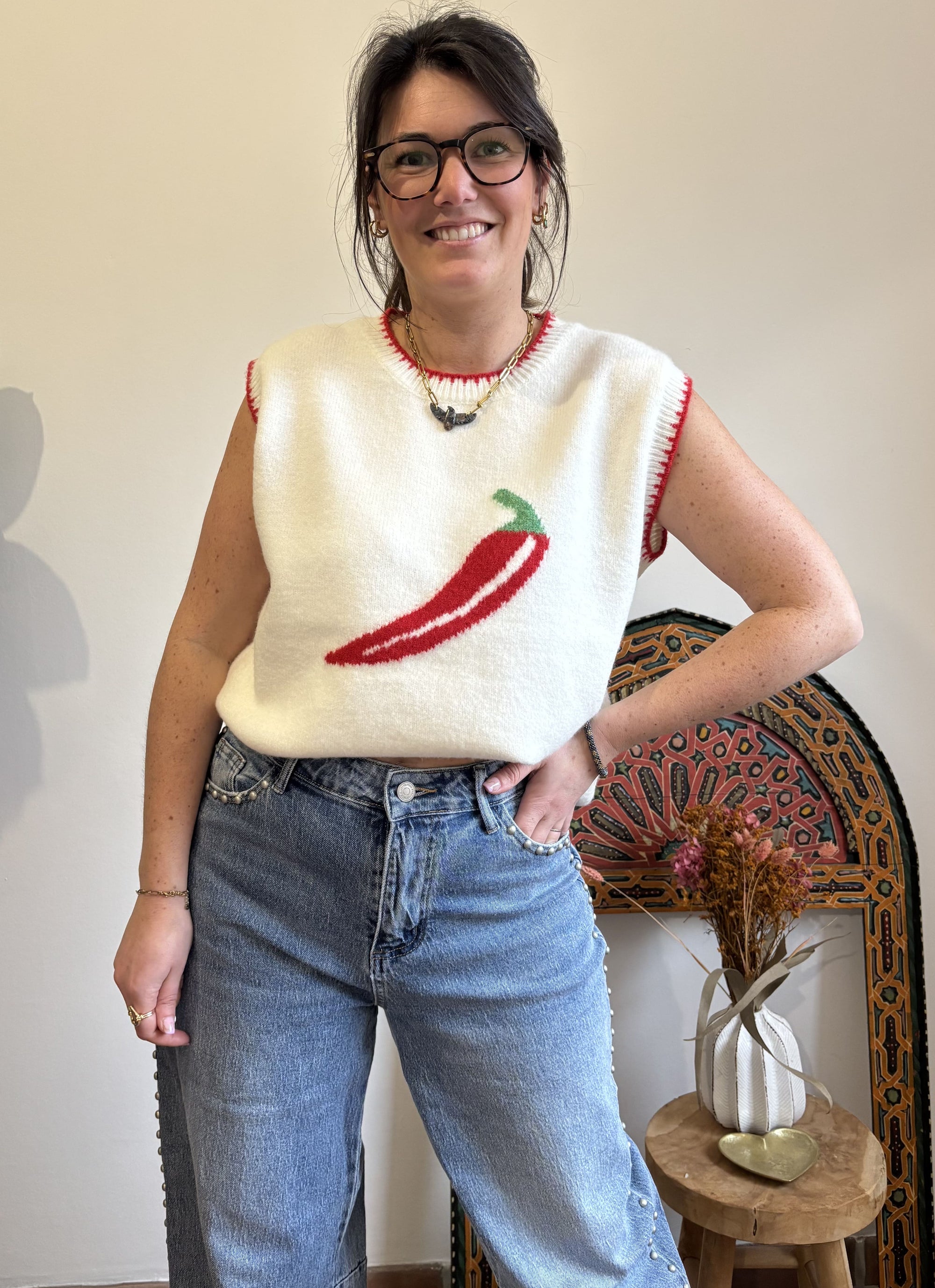 Pull piment - Blanc