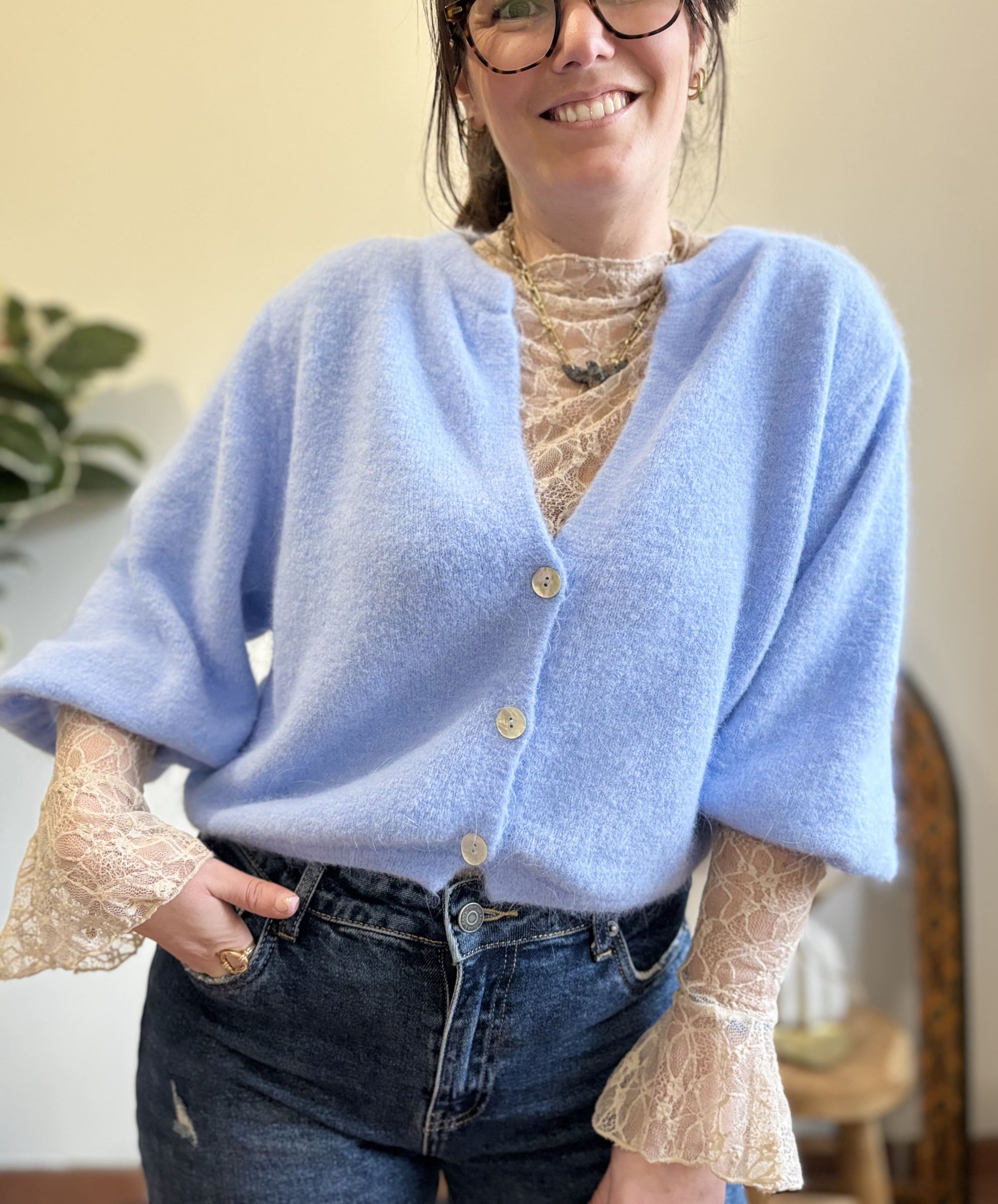 Gilet en maille - Bleu